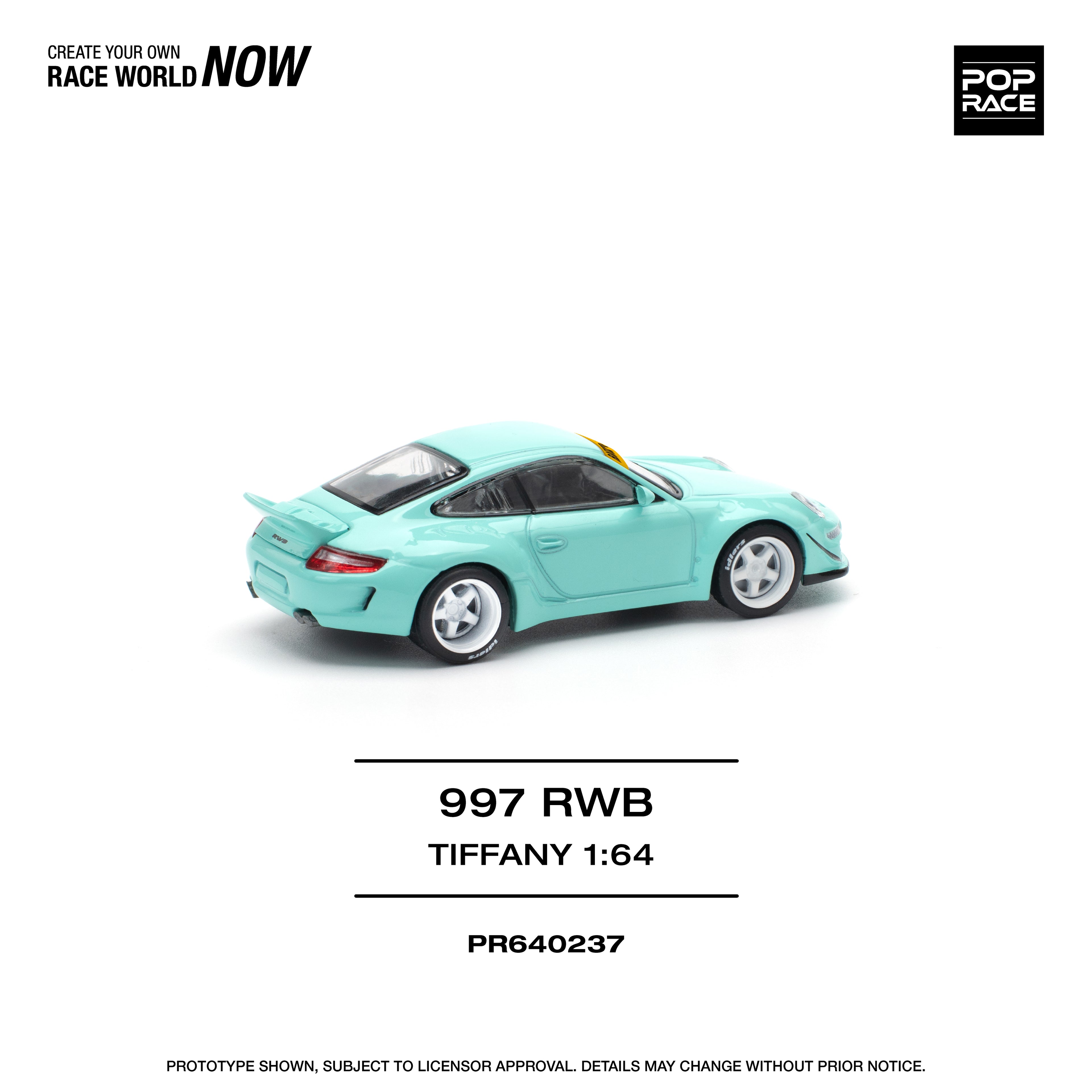 Pop Race 1/64 997 RWB Tiffany Blue PR640237 Diecast Scale Model