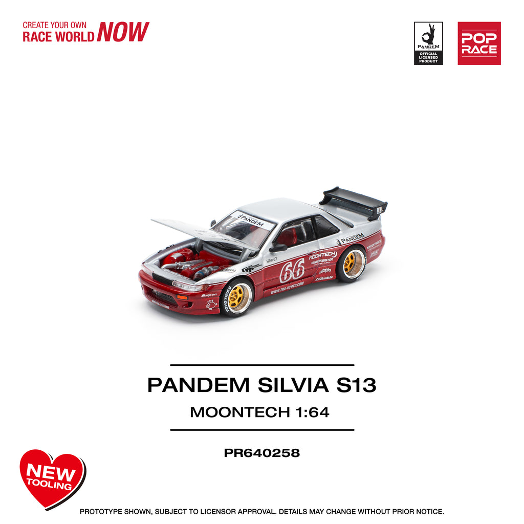 Pop Race 1/64 PANDEM Silvia S13 Moontech PR640258 Diecast Scale Model