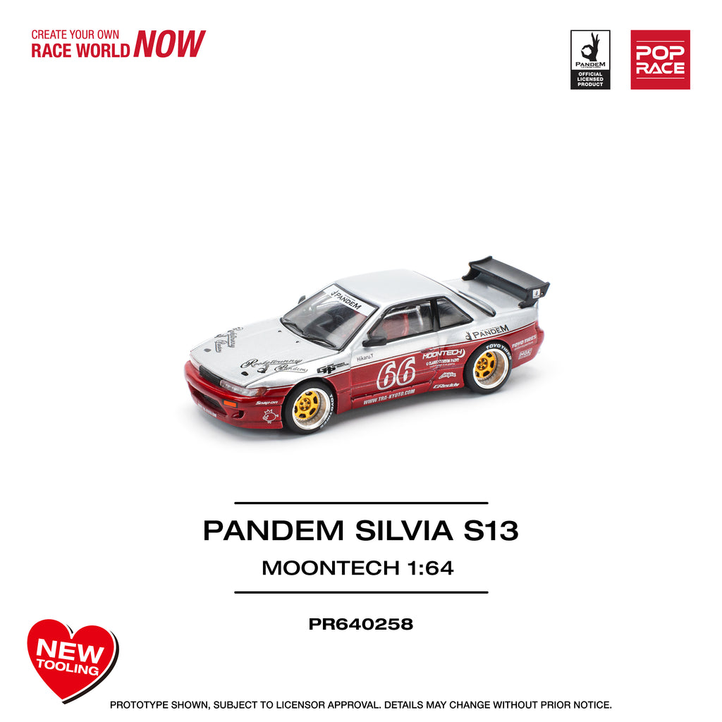 Pop Race 1/64 PANDEM Silvia S13 Moontech PR640258 Diecast Scale Model