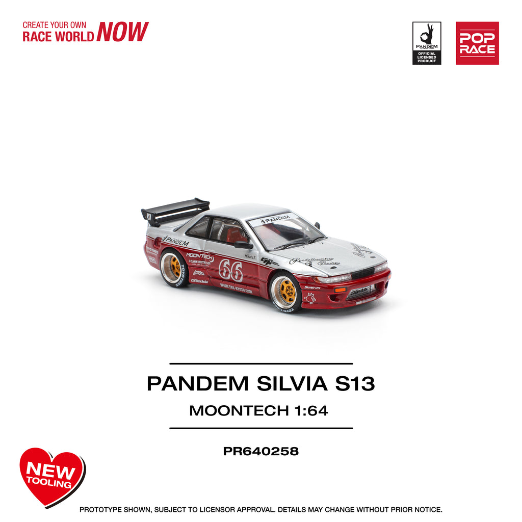 Pop Race 1/64 PANDEM Silvia S13 Moontech PR640258 Diecast Scale Model