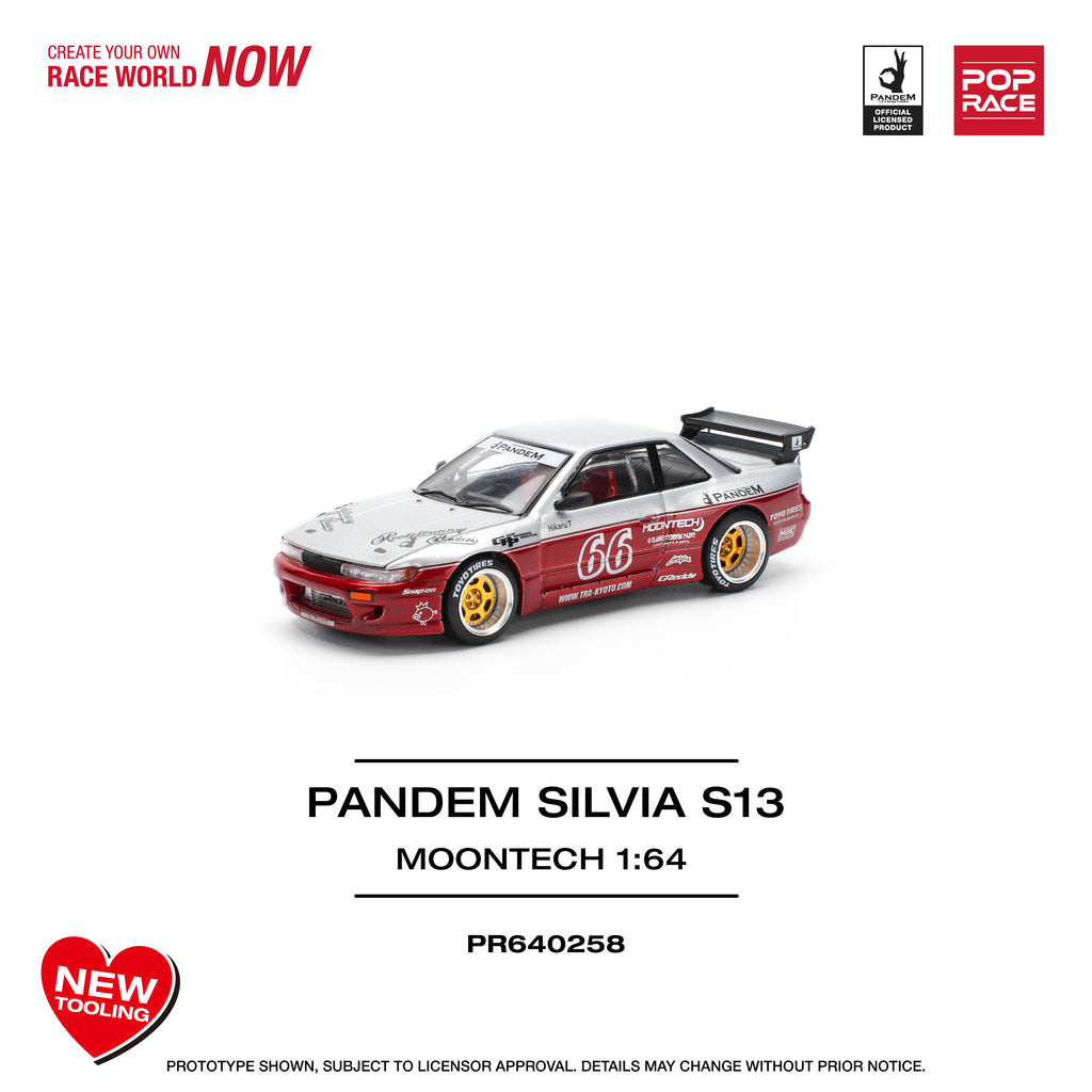 Pop Race 1/64 PANDEM Silvia S13 Moontech PR640258 Diecast Scale Model