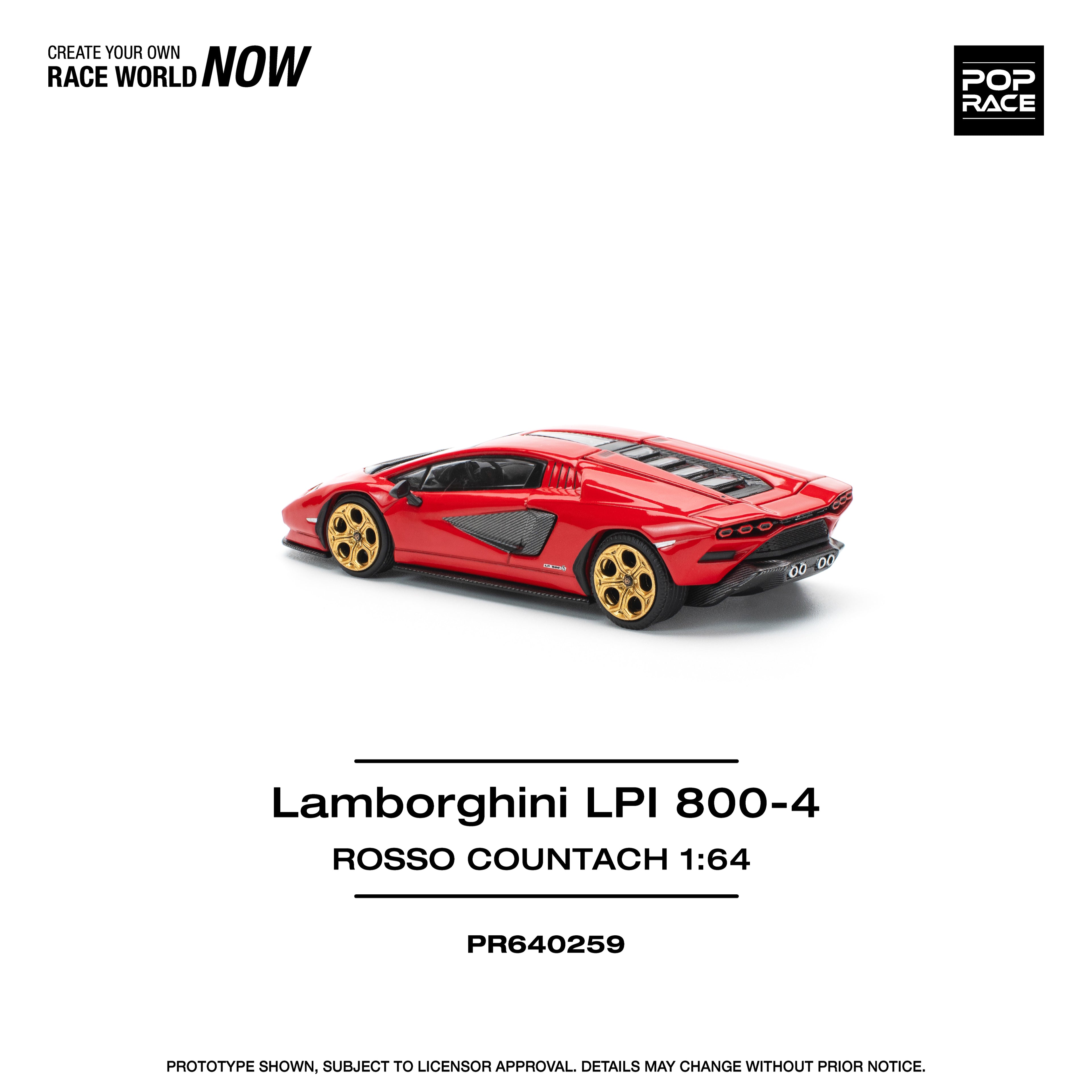 Pop Race 1/64 Lamborghini LPI 800-4 Rosso Countach PR640259 Diecast Scale Model