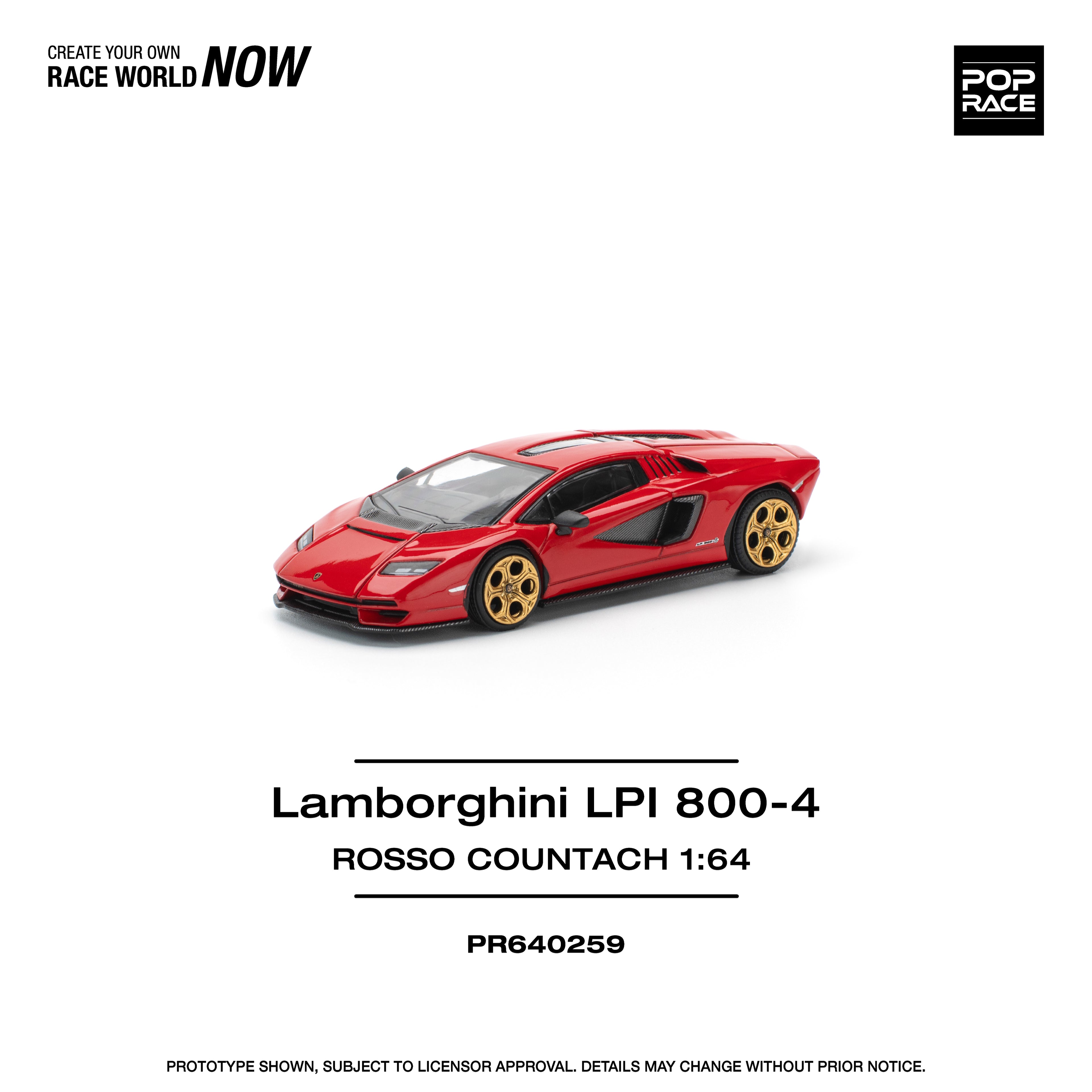 Pop Race 1/64 Lamborghini LPI 800-4 Rosso Countach PR640259 Diecast Scale Model