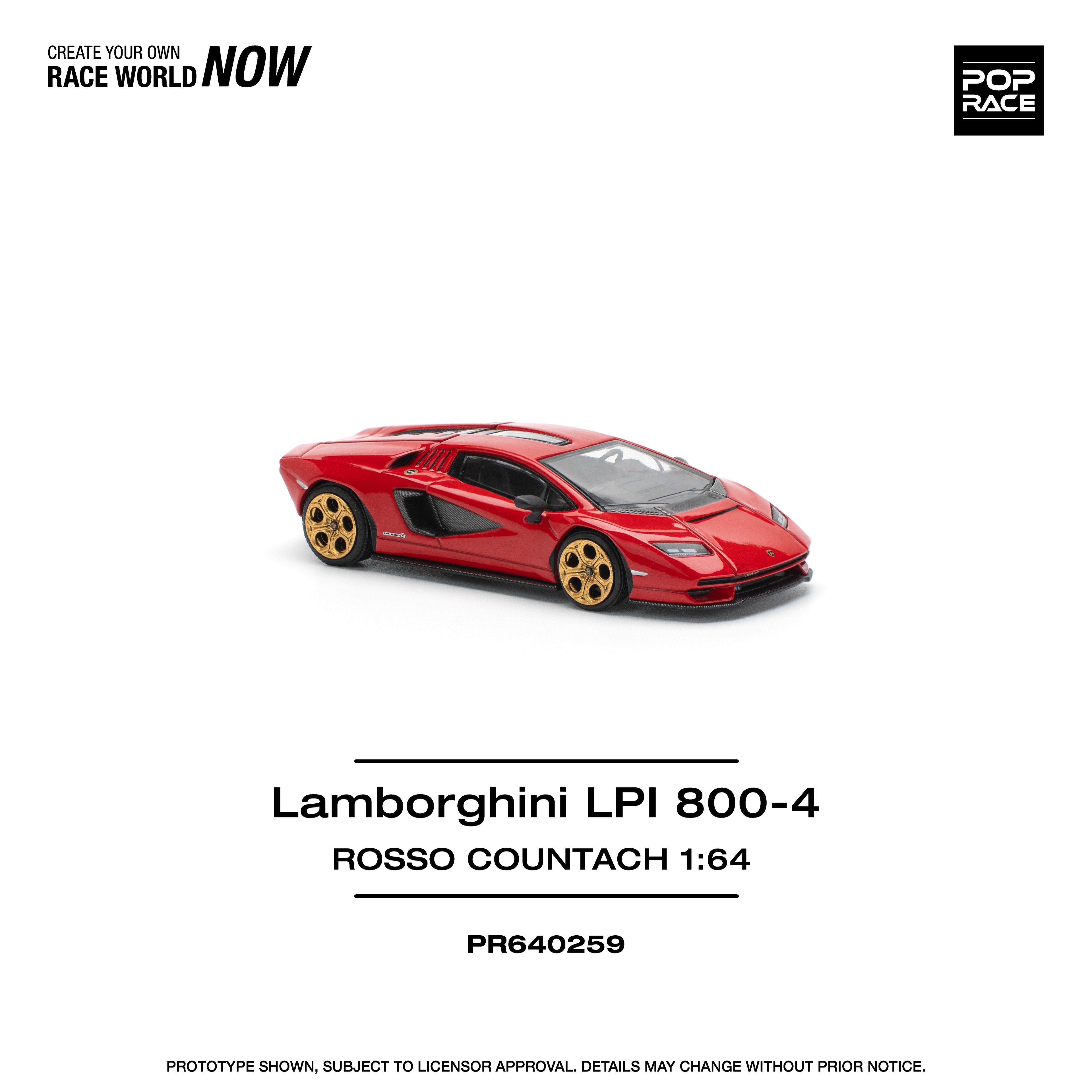 Pop Race 1/64 Lamborghini LPI 800-4 Rosso Countach PR640259 Diecast Scale Model