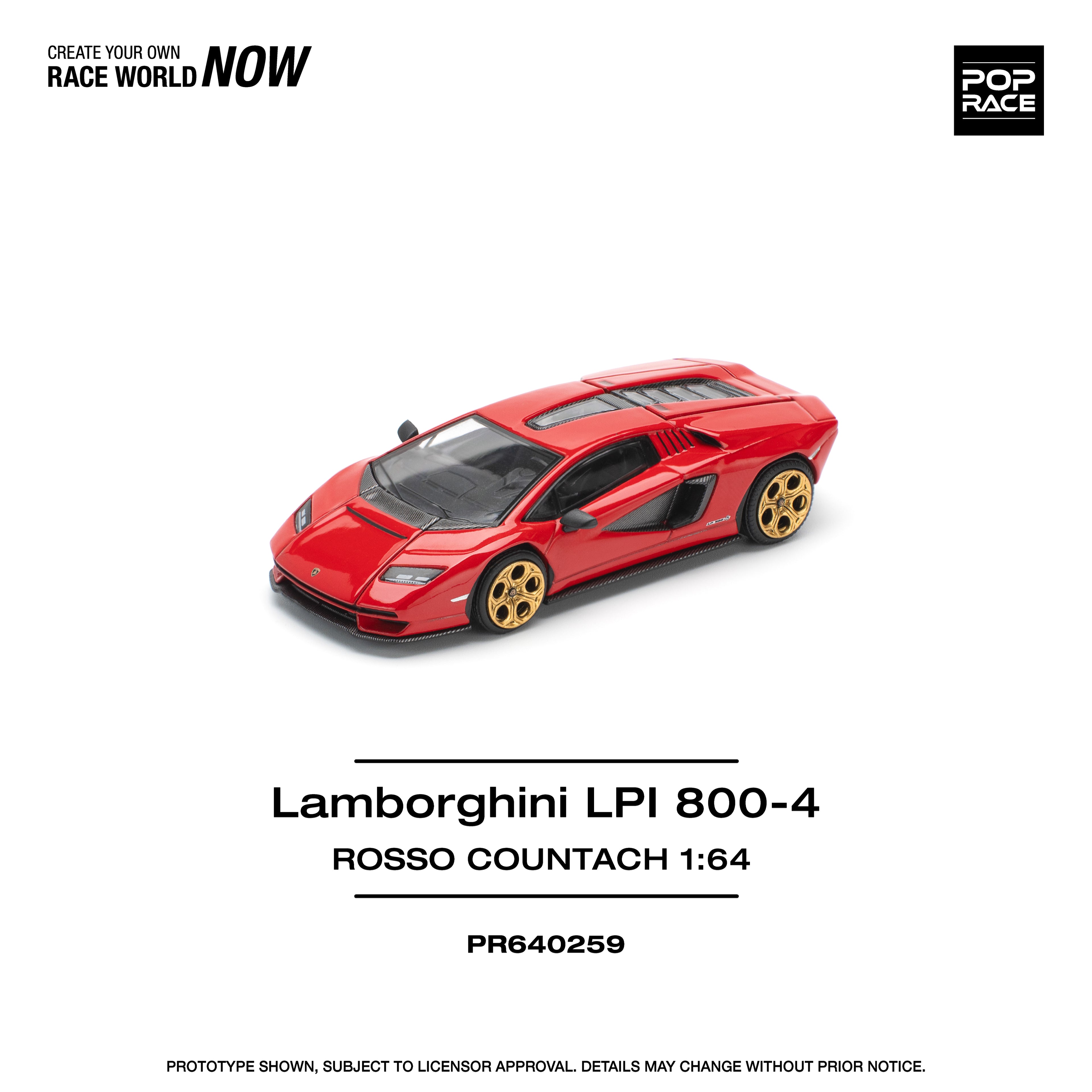 Pop Race 1/64 Lamborghini LPI 800-4 Rosso Countach PR640259 Diecast Scale Model