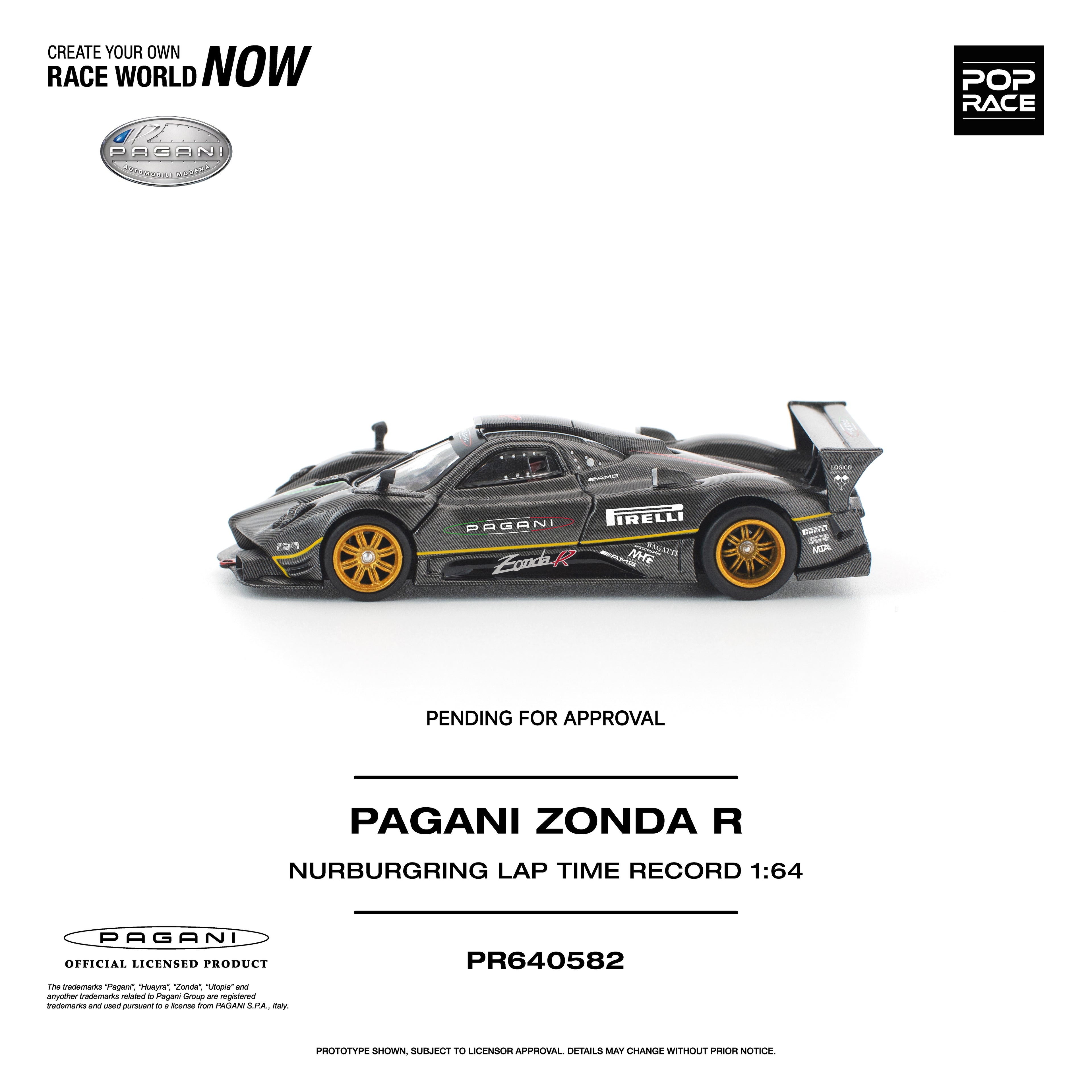 [PRE ORDER] Pop Race 1/64 Pagani Zonda R Nürburgring Lap Time Record PR640582 Diecast Scale Model Car