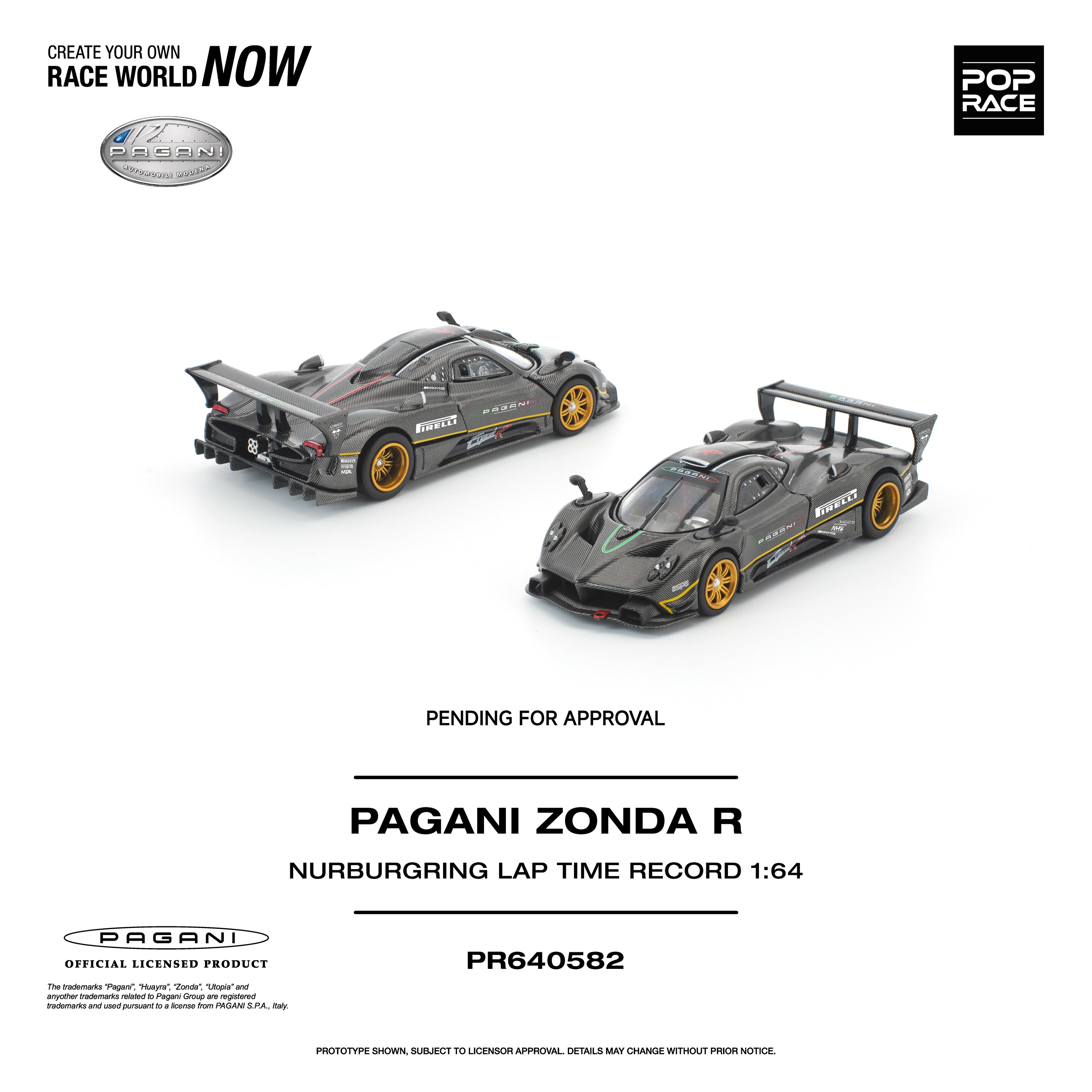 [PRE ORDER] Pop Race 1/64 Pagani Zonda R Nürburgring Lap Time Record PR640582 Diecast Scale Model Car