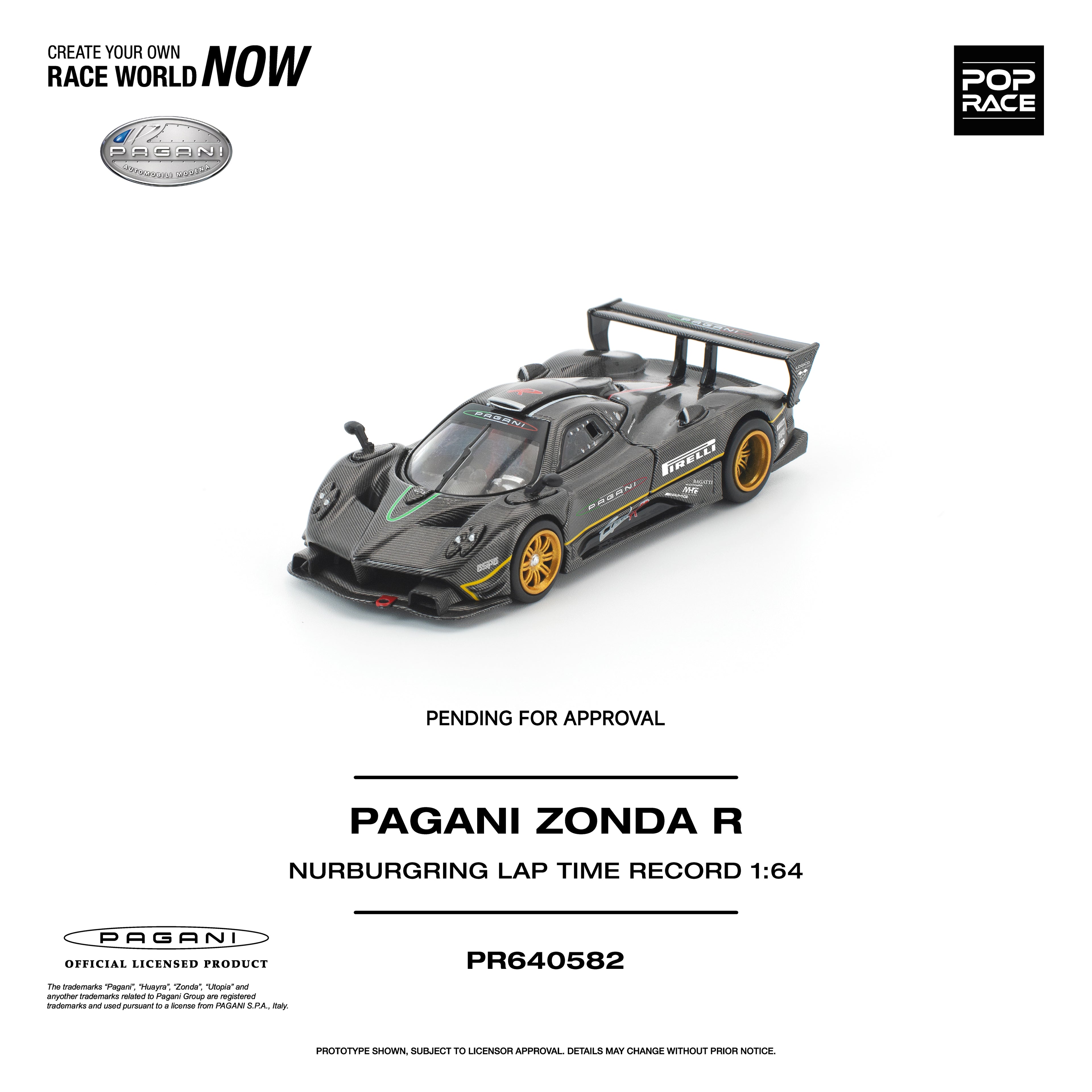 [PRE ORDER] Pop Race 1/64 Pagani Zonda R Nürburgring Lap Time Record PR640582 Diecast Scale Model Car