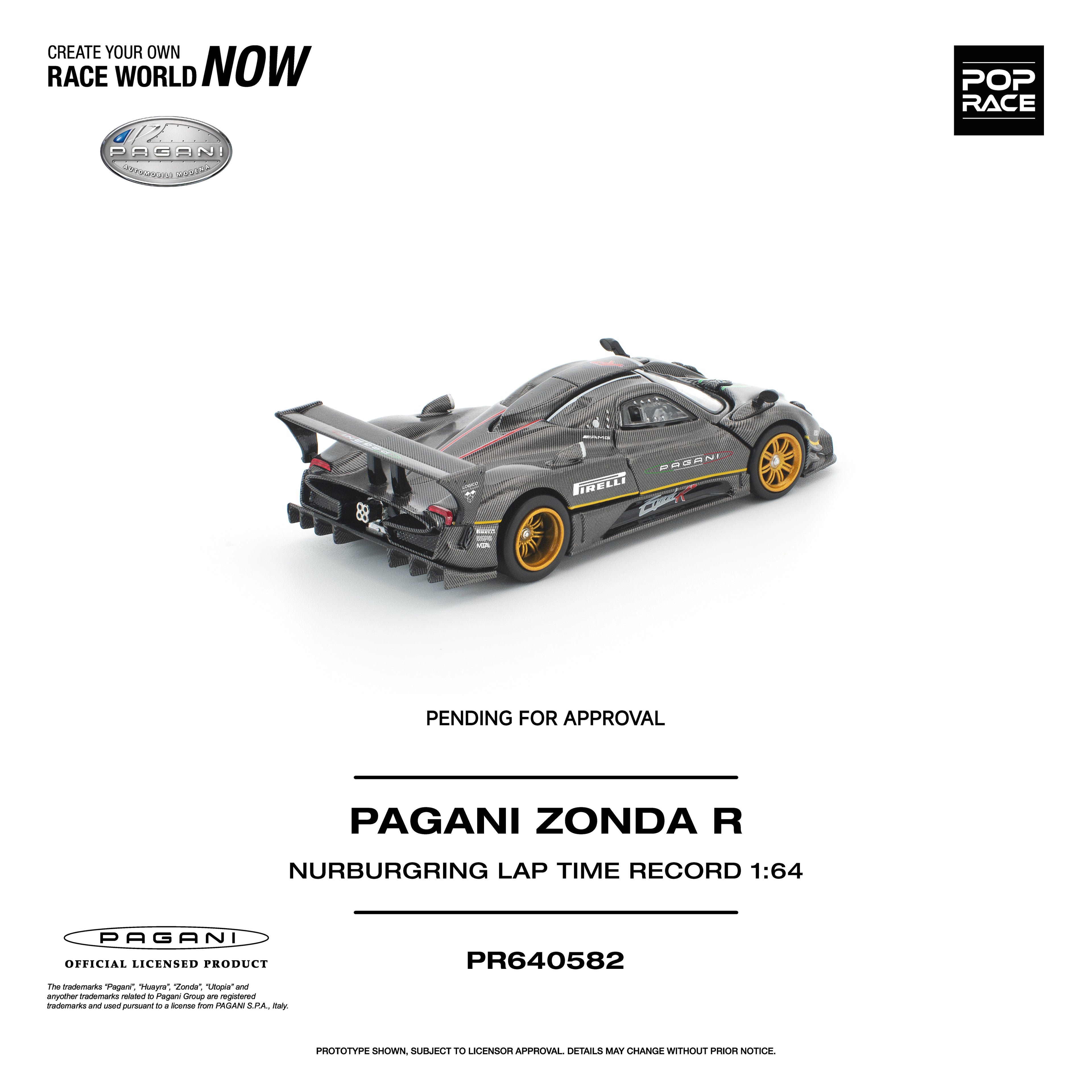 [PRE ORDER] Pop Race 1/64 Pagani Zonda R Nürburgring Lap Time Record PR640582 Diecast Scale Model Car