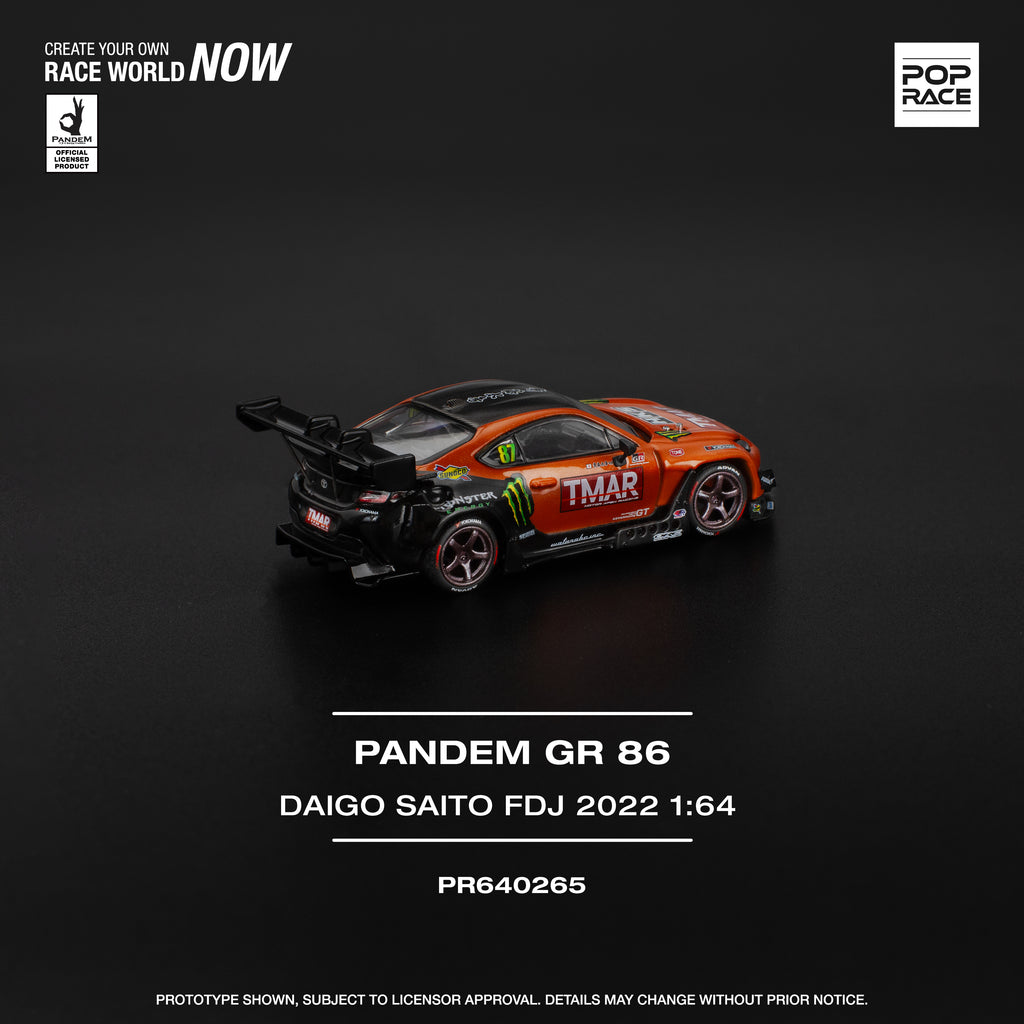 Pop Race 1/64 PANDEM GR 86 Daigo Saito FDJ 2022 PR640265 Diecast Scale Model