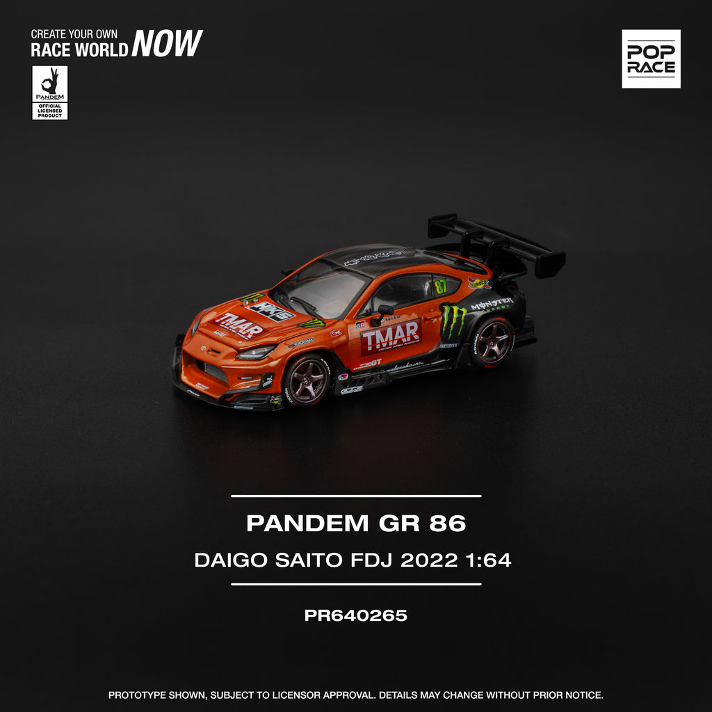Pop Race 1/64 PANDEM GR 86 Daigo Saito FDJ 2022 PR640265 Diecast Scale Model