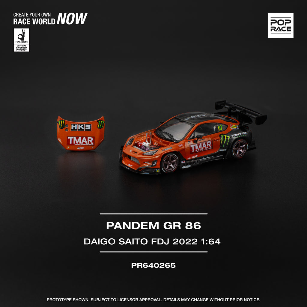 Pop Race 1/64 PANDEM GR 86 Daigo Saito FDJ 2022 PR640265 Diecast Scale Model