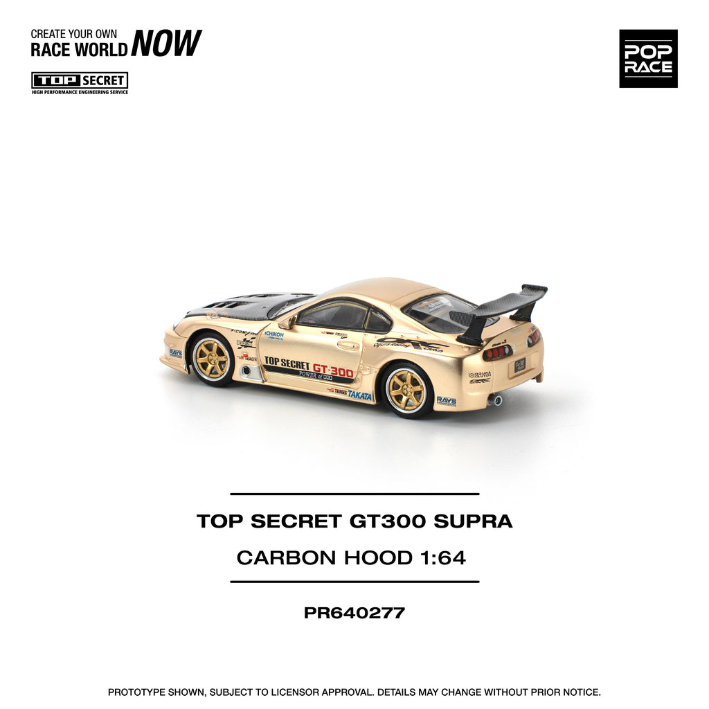 Pop Race 1/64 Top Secret GT300 Supra Carbon Hood PR640277 Diecast Scale Model