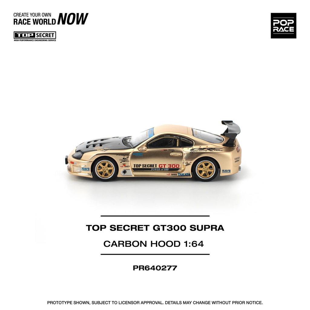 Pop Race 1/64 Top Secret GT300 Supra Carbon Hood PR640277 Diecast Scale Model