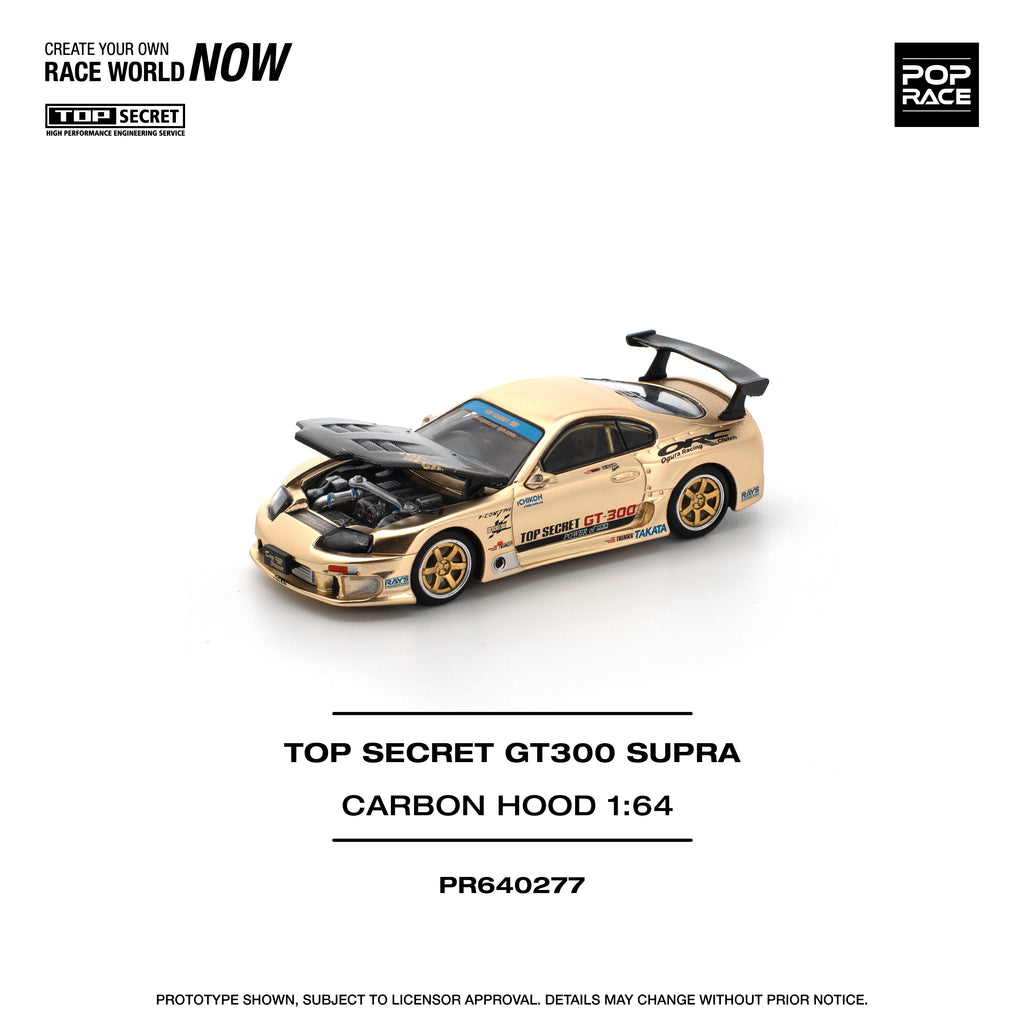 Pop Race 1/64 Top Secret GT300 Supra Carbon Hood PR640277 Diecast Scale Model
