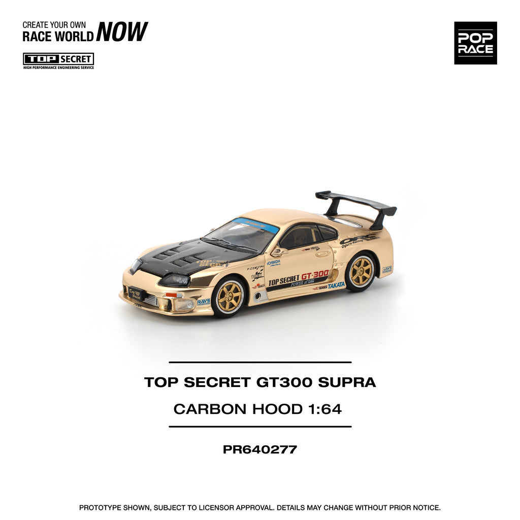 Pop Race 1/64 Top Secret GT300 Supra Carbon Hood PR640277 Diecast Scale Model