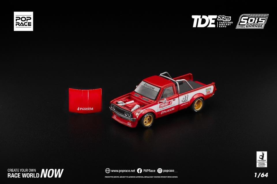 Pop Race 1/64 Pandem Datsun 620 Red Thailand Diecast Expo 2025 PR640283 Diecast Scale Model