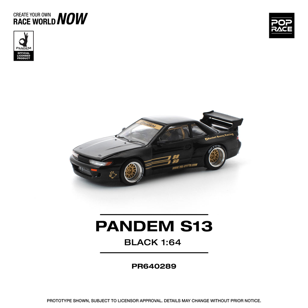 Pop Race 1/64 PANDEM S13 Black PR640289 Diecast Scale Model