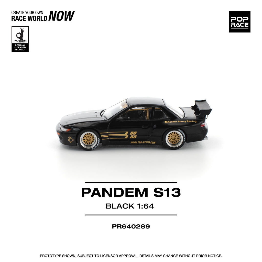 Pop Race 1/64 PANDEM S13 Black PR640289 Diecast Scale Model