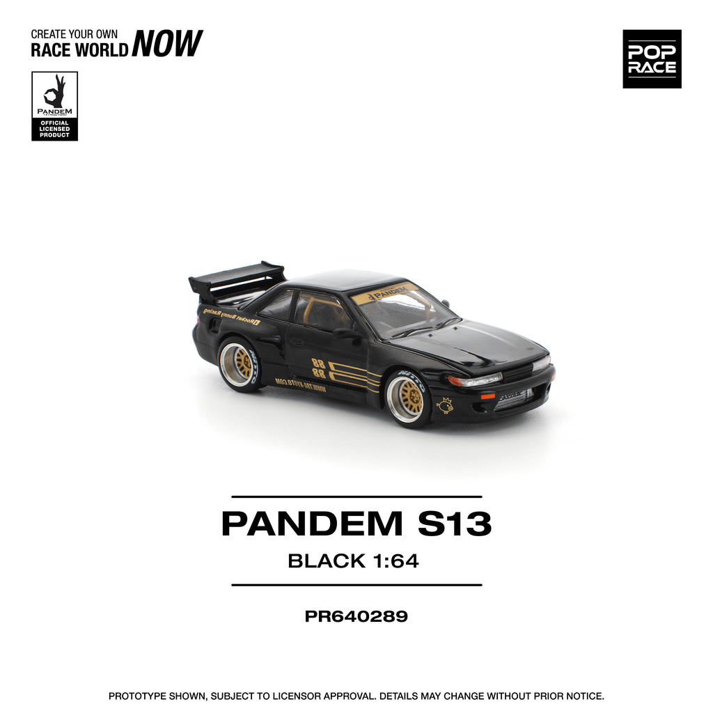 Pop Race 1/64 PANDEM S13 Black PR640289 Diecast Scale Model