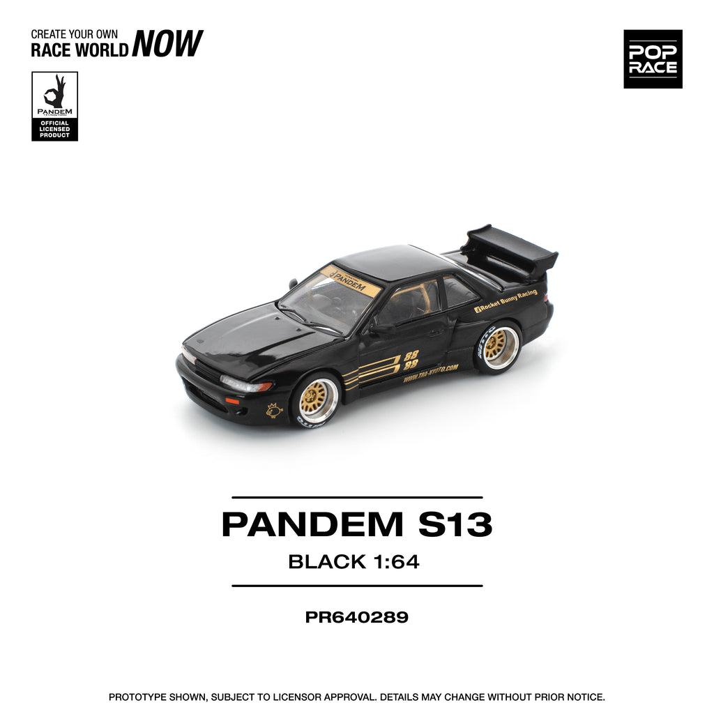Pop Race 1/64 PANDEM S13 Black PR640289 Diecast Scale Model