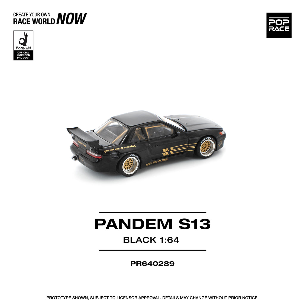 Pop Race 1/64 PANDEM S13 Black PR640289 Diecast Scale Model