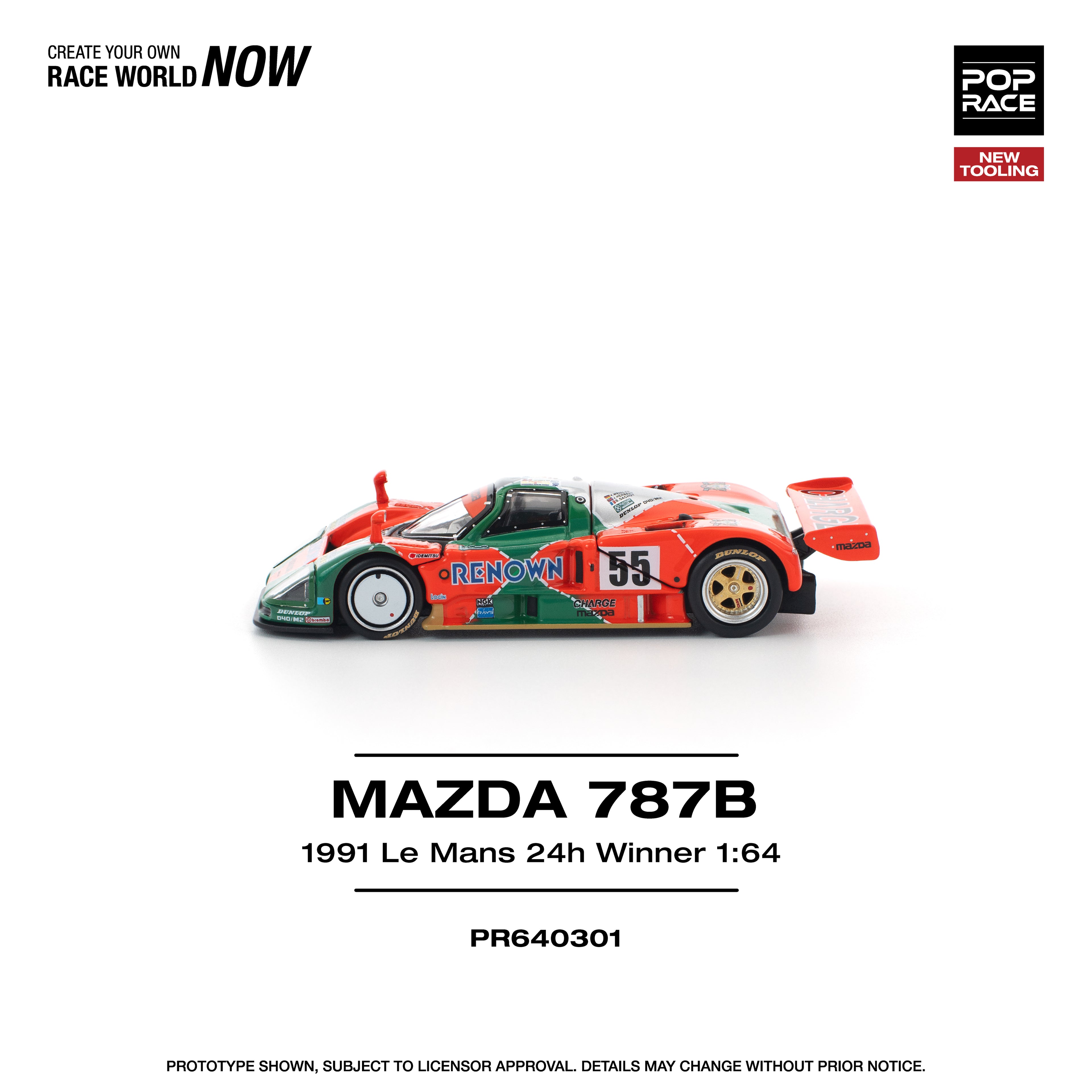 Pop Race 1/64 Mazda 787B 1991 Le Mans 24h Winner PR640301 Diecast Scale Model