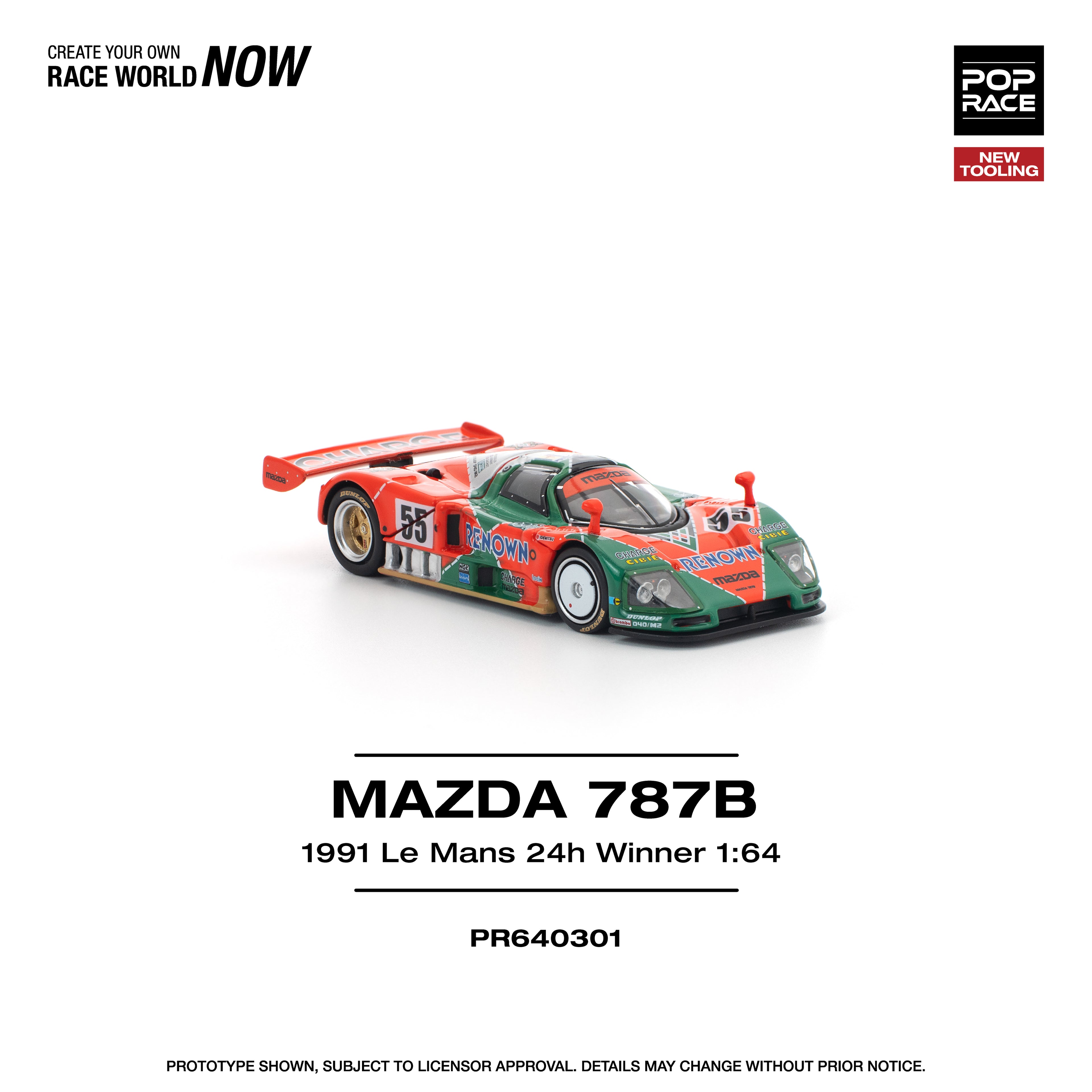 Pop Race 1/64 Mazda 787B 1991 Le Mans 24h Winner PR640301 Diecast Scale Model