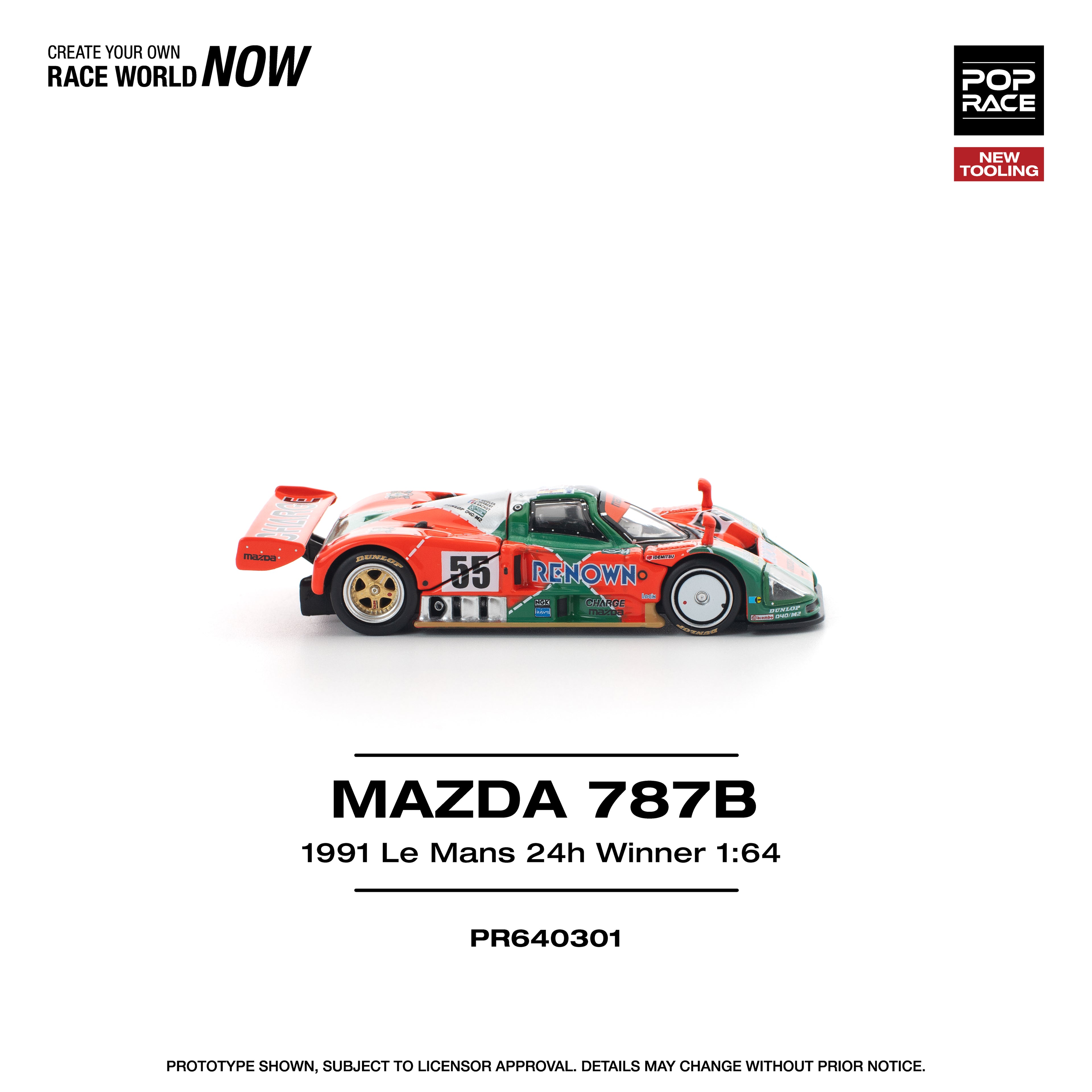 Pop Race 1/64 Mazda 787B 1991 Le Mans 24h Winner PR640301 Diecast Scale Model