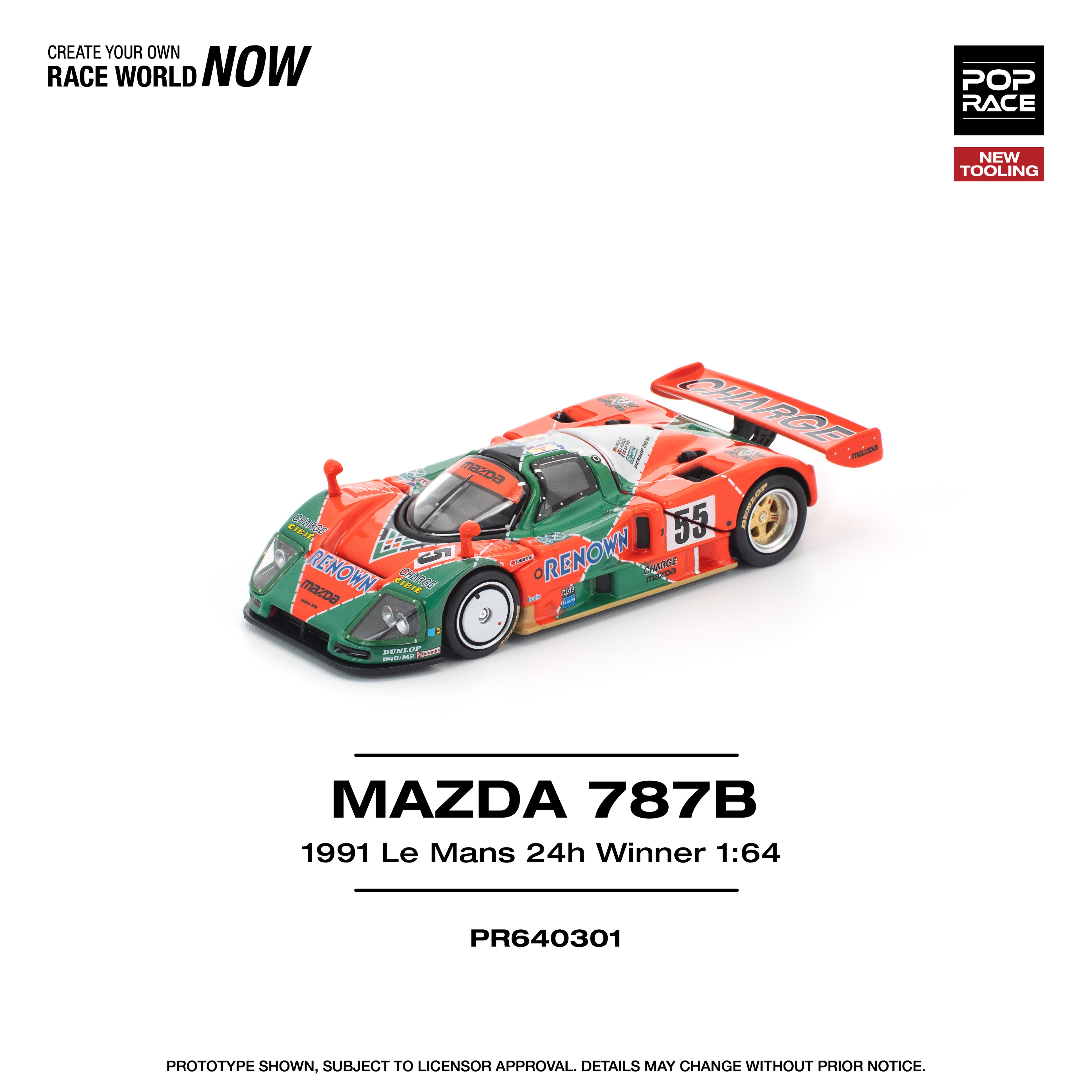 Pop Race 1/64 Mazda 787B 1991 Le Mans 24h Winner PR640301 Diecast Scale Model
