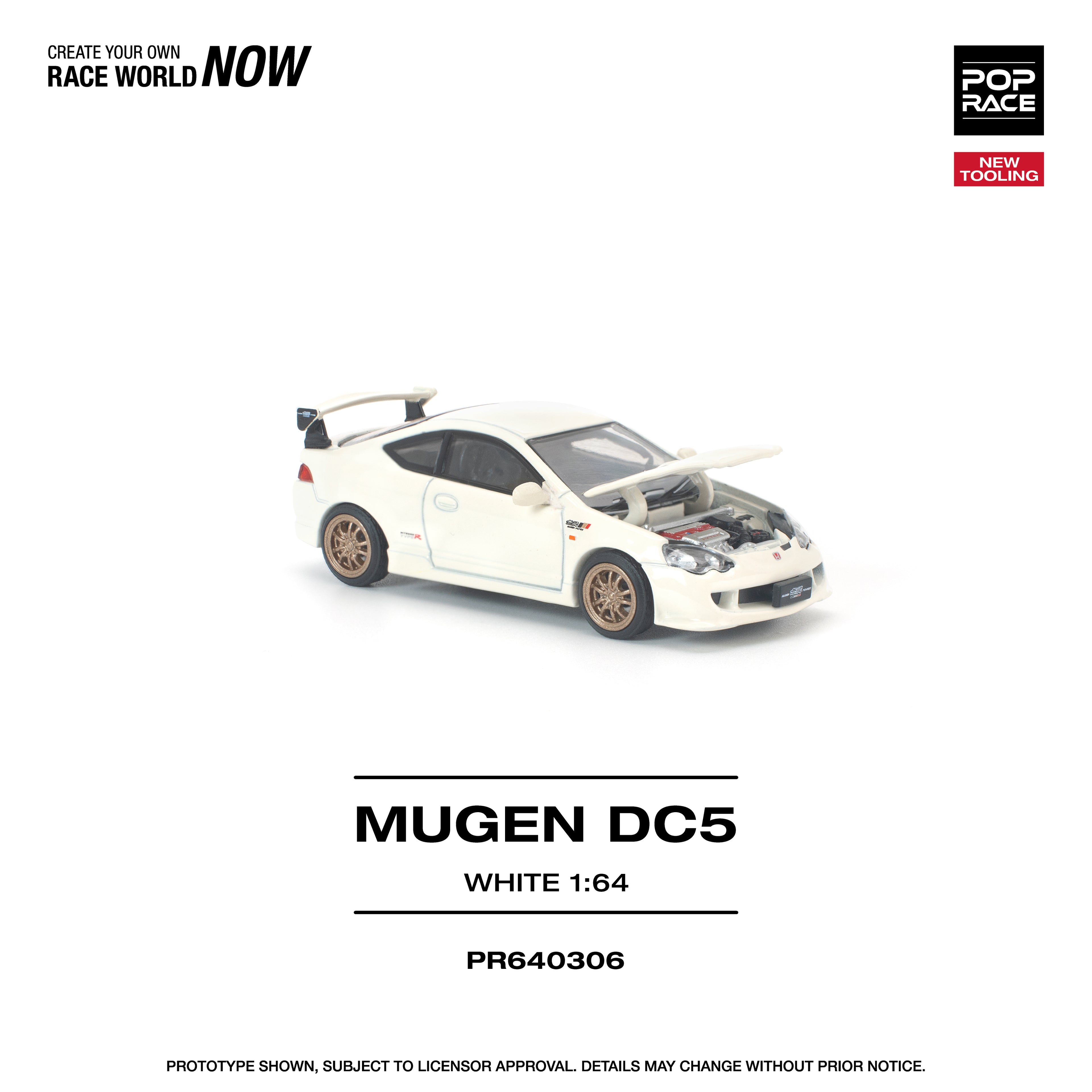 [PRE ORDER] Pop Race 1/64 Mugen DC5 White PR640306 Diecast Scale Model