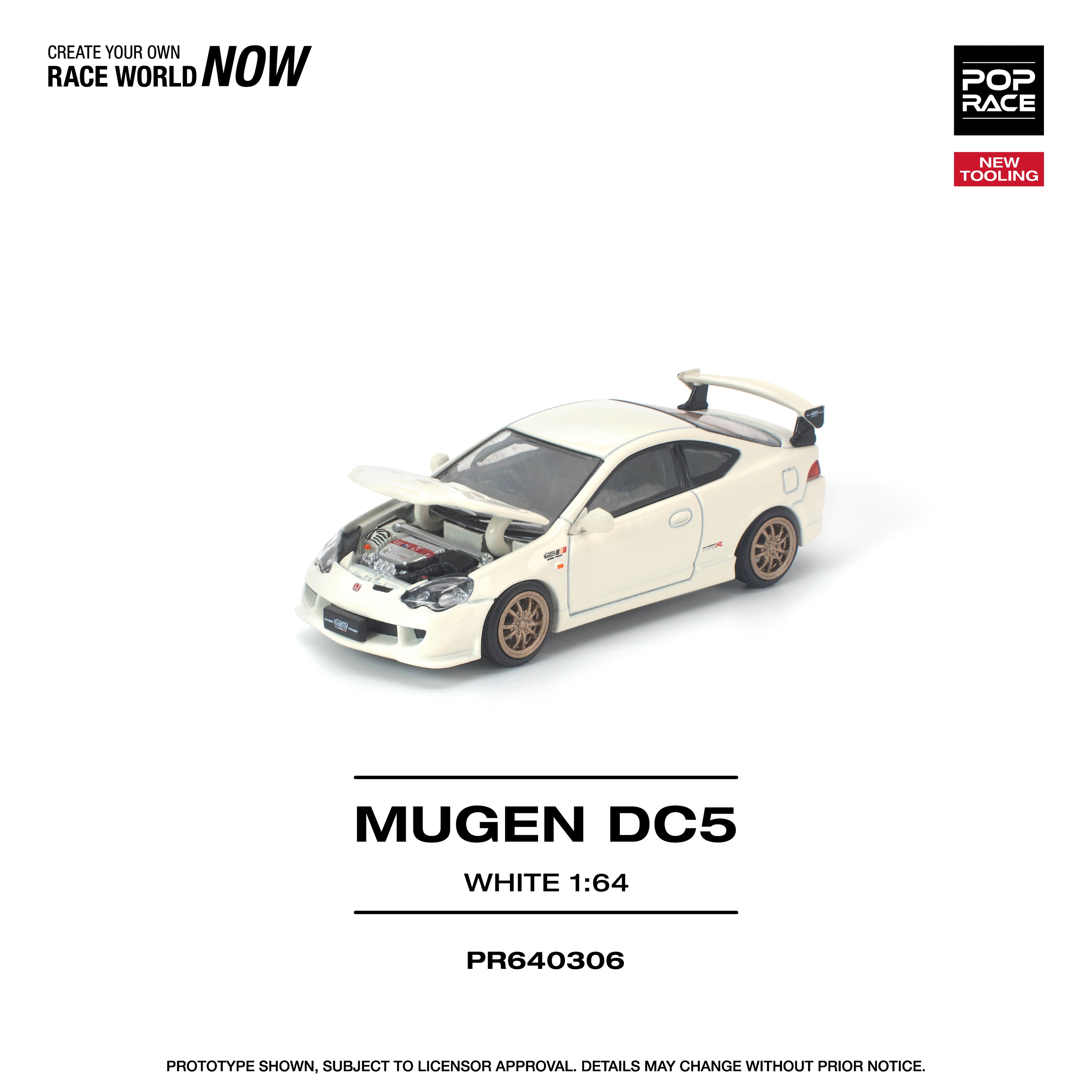 [PRE ORDER] Pop Race 1/64 Mugen DC5 White PR640306 Diecast Scale Model