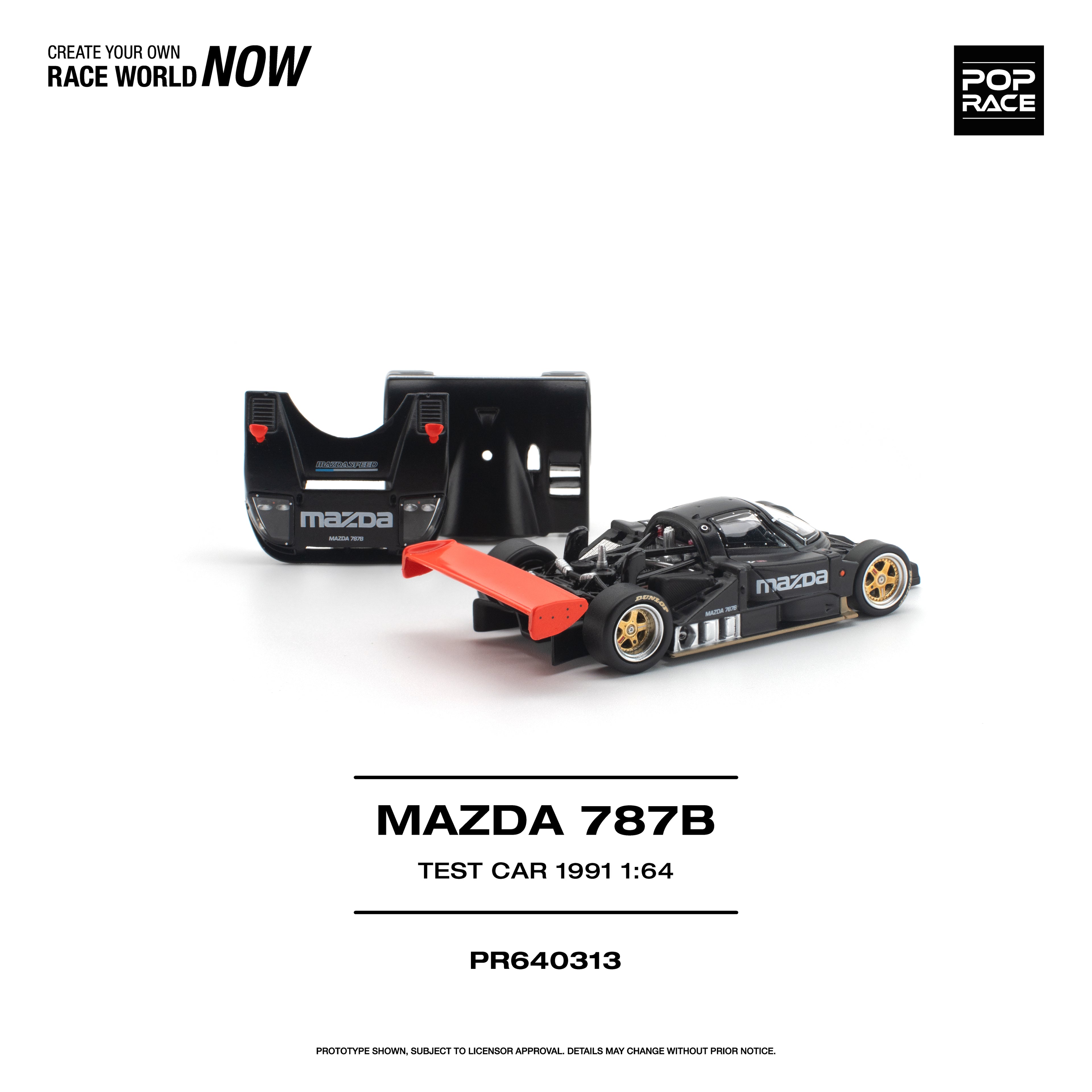 [PRE ORDER] Pop Race 1/64 Mazda 787B Test Car 1991 PR640313 Diecast Scale Model