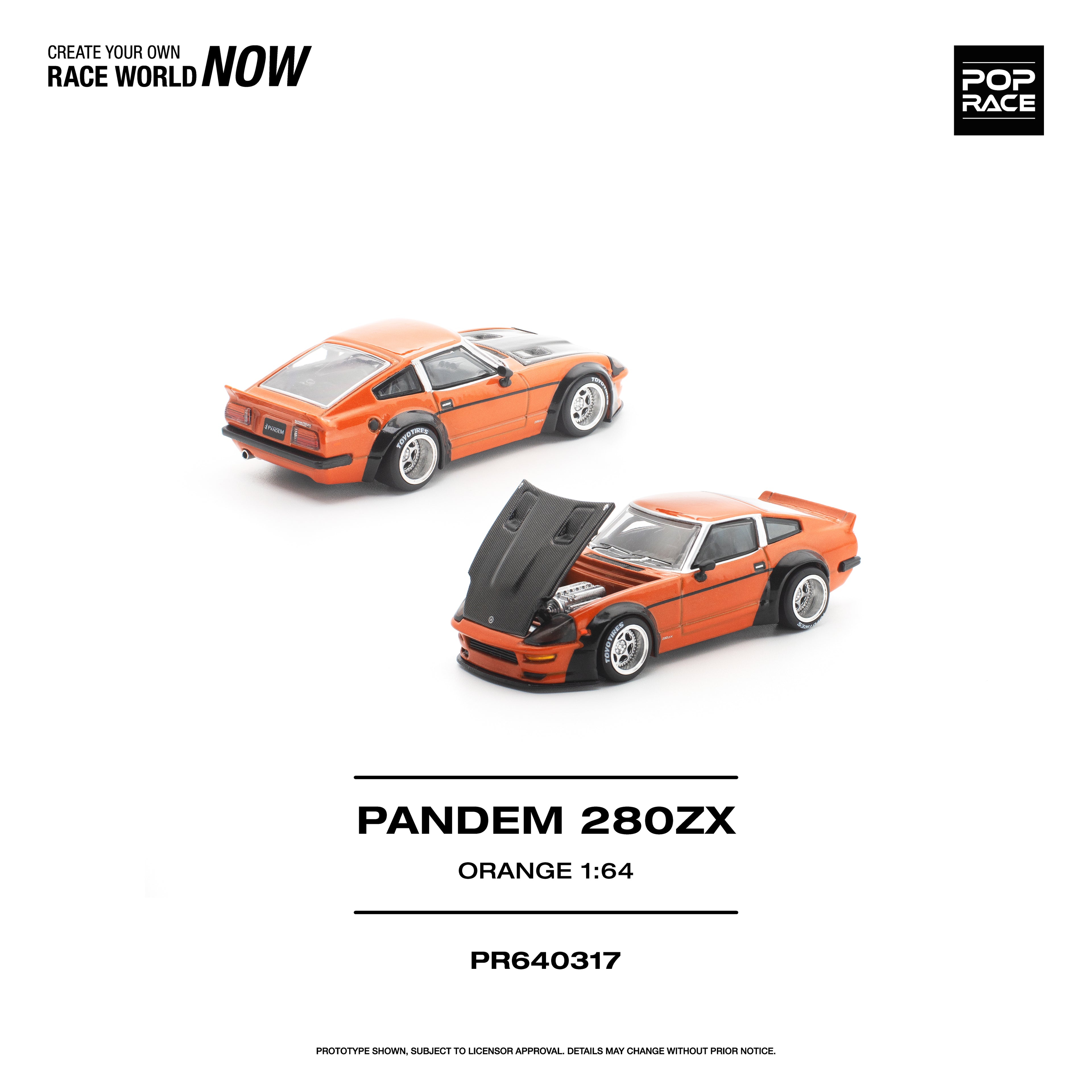 [PRE ORDER] Pop Race 1/64 PANDEM 280ZX Orange PR640317 Diecast Scale Model