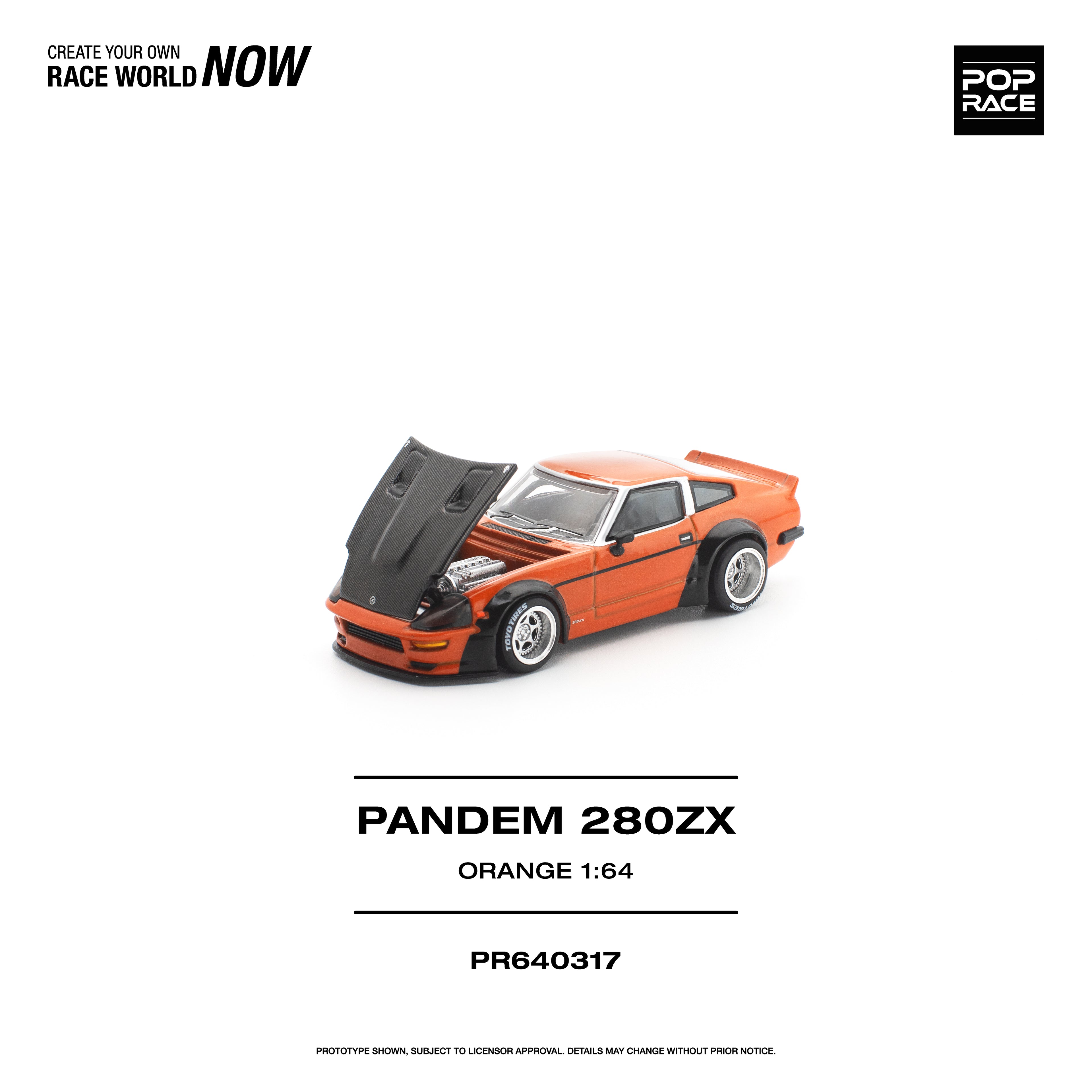 [PRE ORDER] Pop Race 1/64 PANDEM 280ZX Orange PR640317 Diecast Scale Model