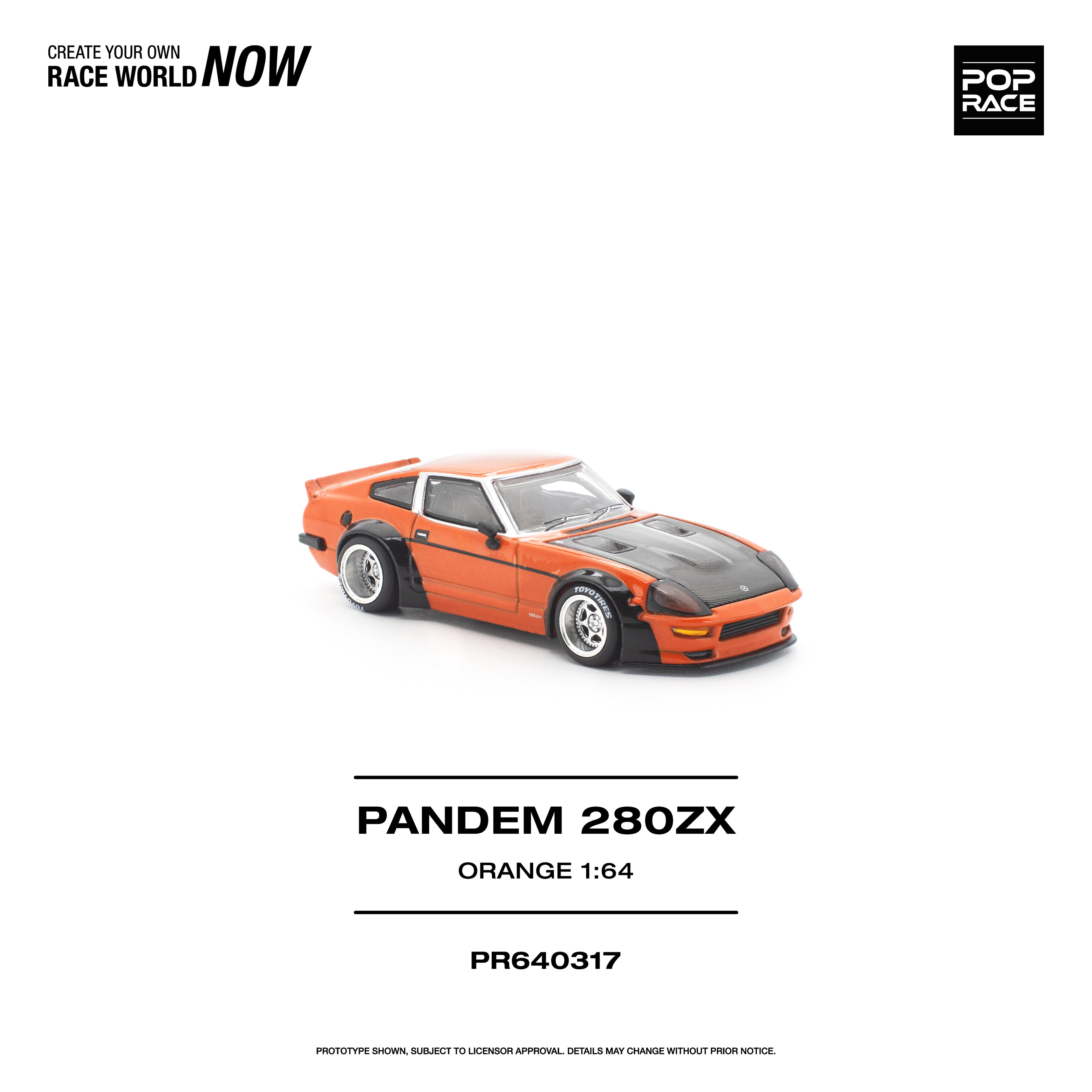 [PRE ORDER] Pop Race 1/64 PANDEM 280ZX Orange PR640317 Diecast Scale Model