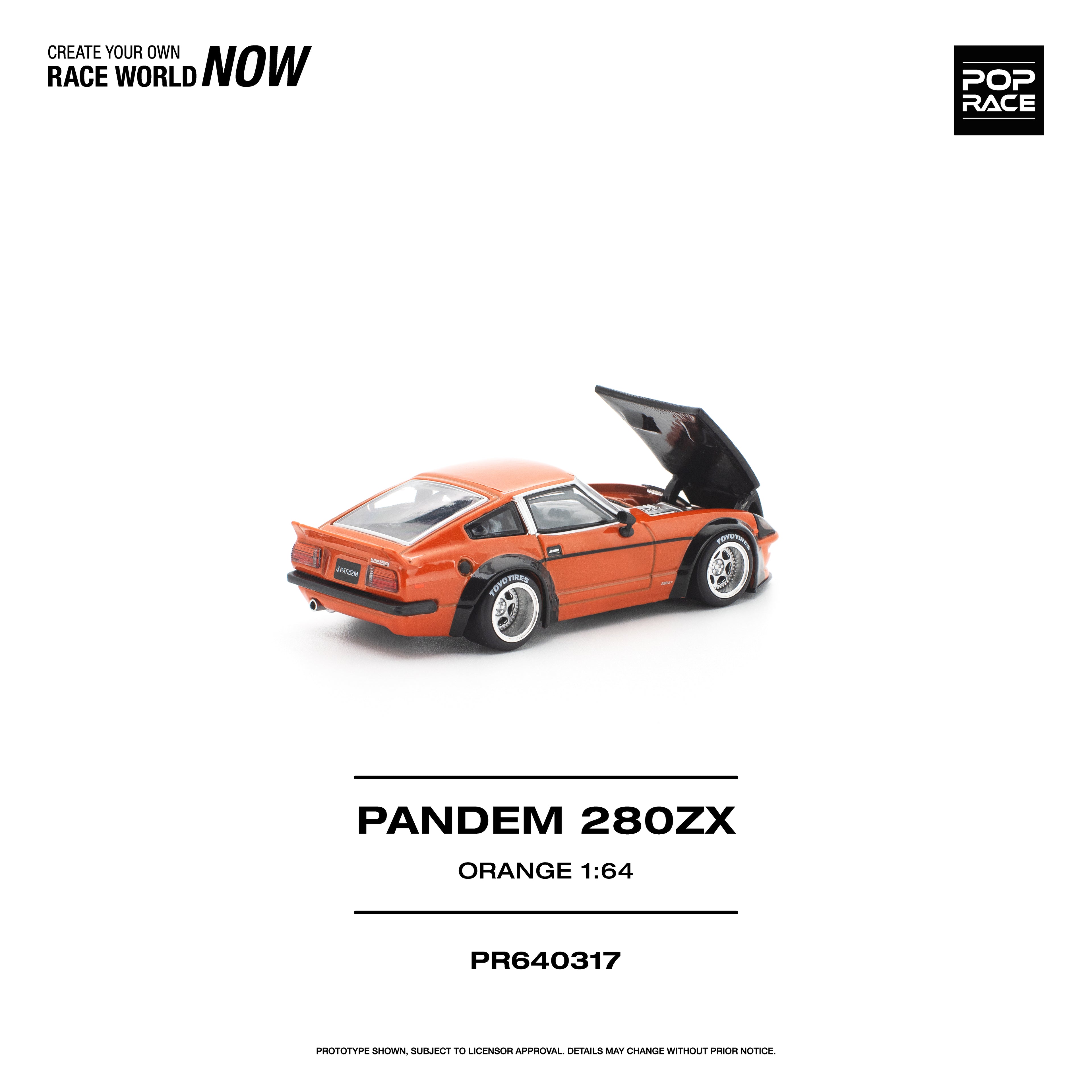 [PRE ORDER] Pop Race 1/64 PANDEM 280ZX Orange PR640317 Diecast Scale Model