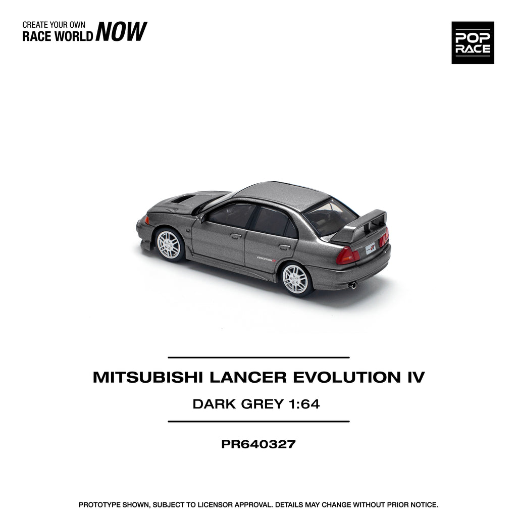 Pop Race 1/64 Mitsubishi Lancer Evolution IV Dark Grey PR640327 Diecast Scale Model