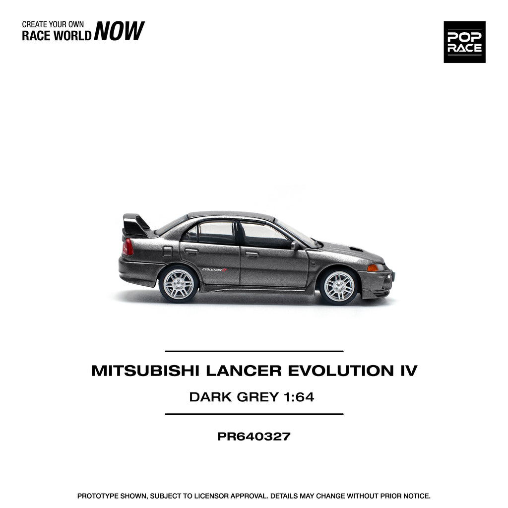 Pop Race 1/64 Mitsubishi Lancer Evolution IV Dark Grey PR640327 Diecast Scale Model