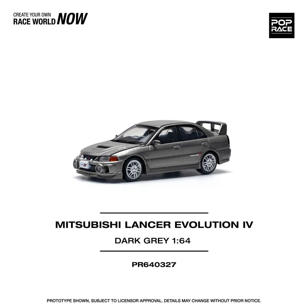 Pop Race 1/64 Mitsubishi Lancer Evolution IV Dark Grey PR640327 Diecast Scale Model