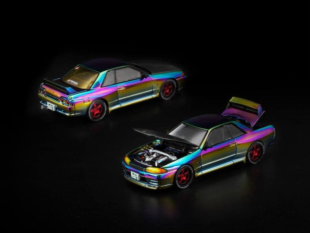 Pop Race 1/64 Skyline GT-R R32 Vancouver Edition Magic Chrome PR640424 Diecast Scale Model