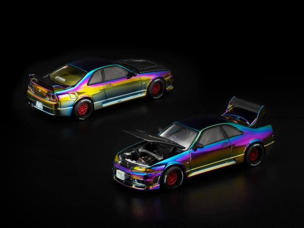 Pop Race 1/64 Skyline GT-R R33 Vancouver Edition Magic Chrome PR640425 Diecast Scale Model