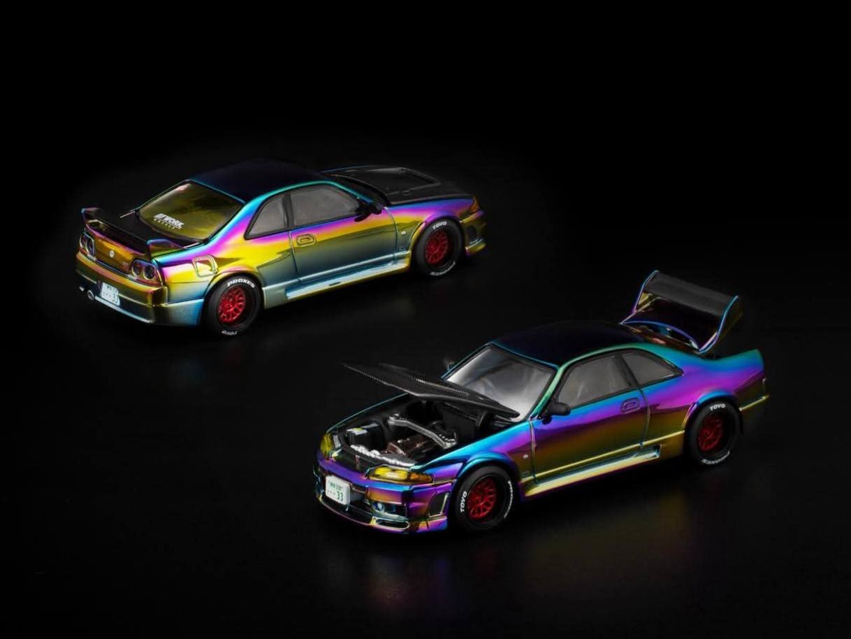 Pop Race 1/64 Skyline GT-R R33 Vancouver Edition Magic Chrome PR640425 Diecast Scale Model