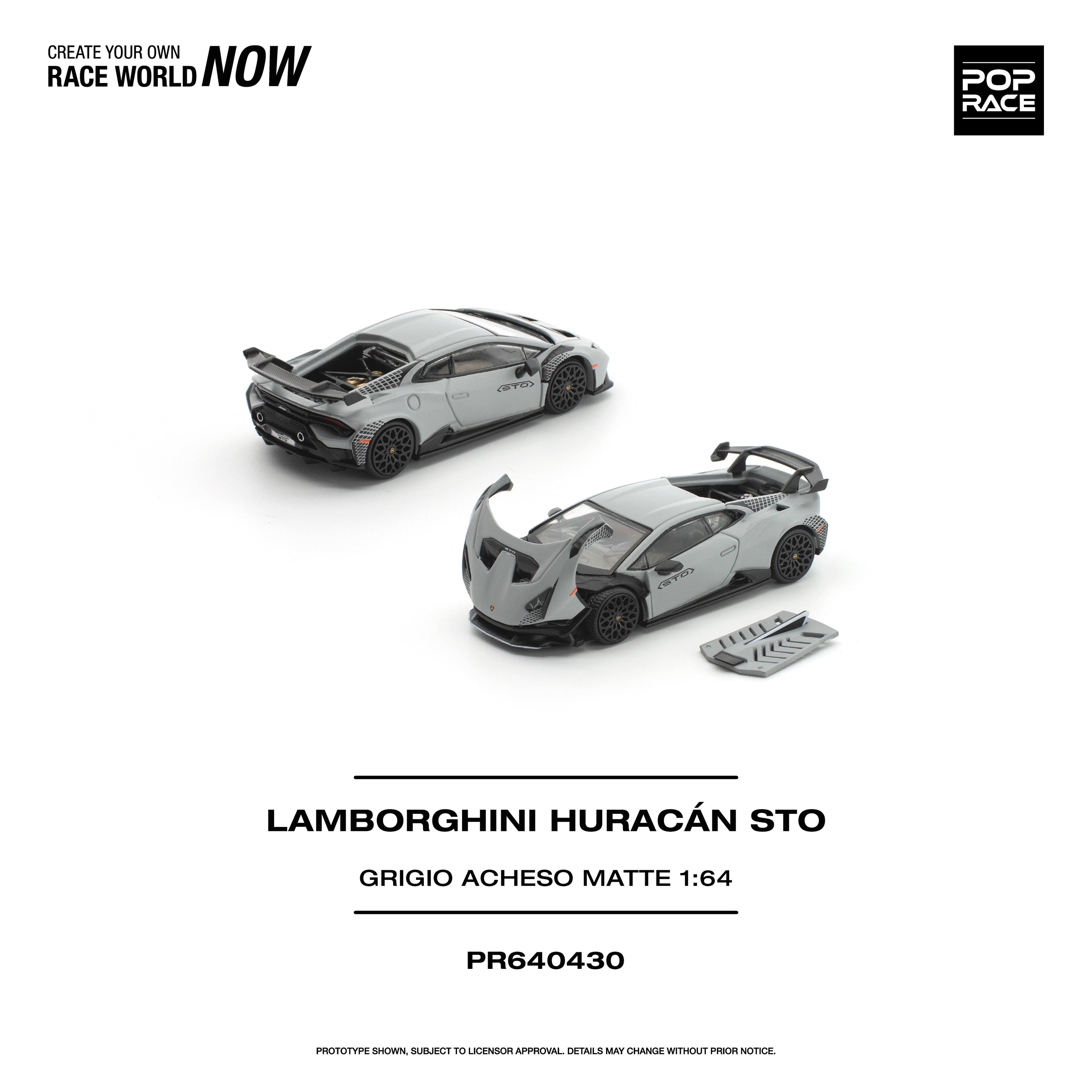 [PRE ORDER] Pop Race 1/64 Lamborghini Huracan STO Grigorio Acheso Matte PR640430 Diecast Scale Model