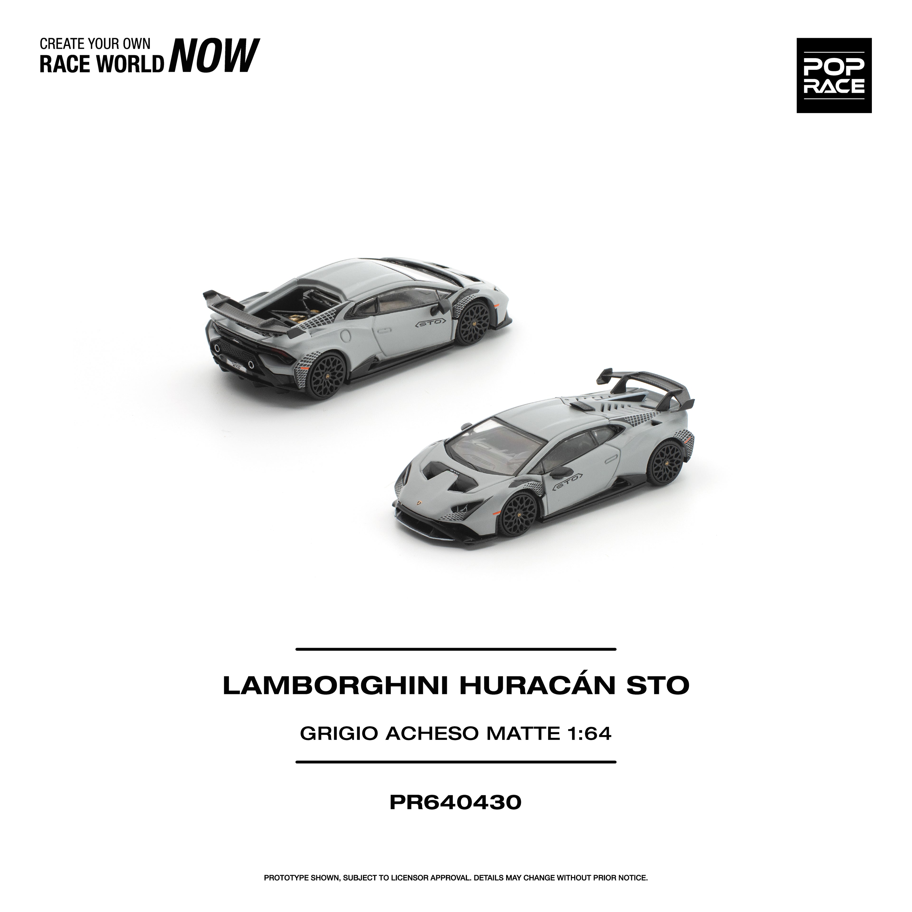 [PRE ORDER] Pop Race 1/64 Lamborghini Huracan STO Grigorio Acheso Matte PR640430 Diecast Scale Model