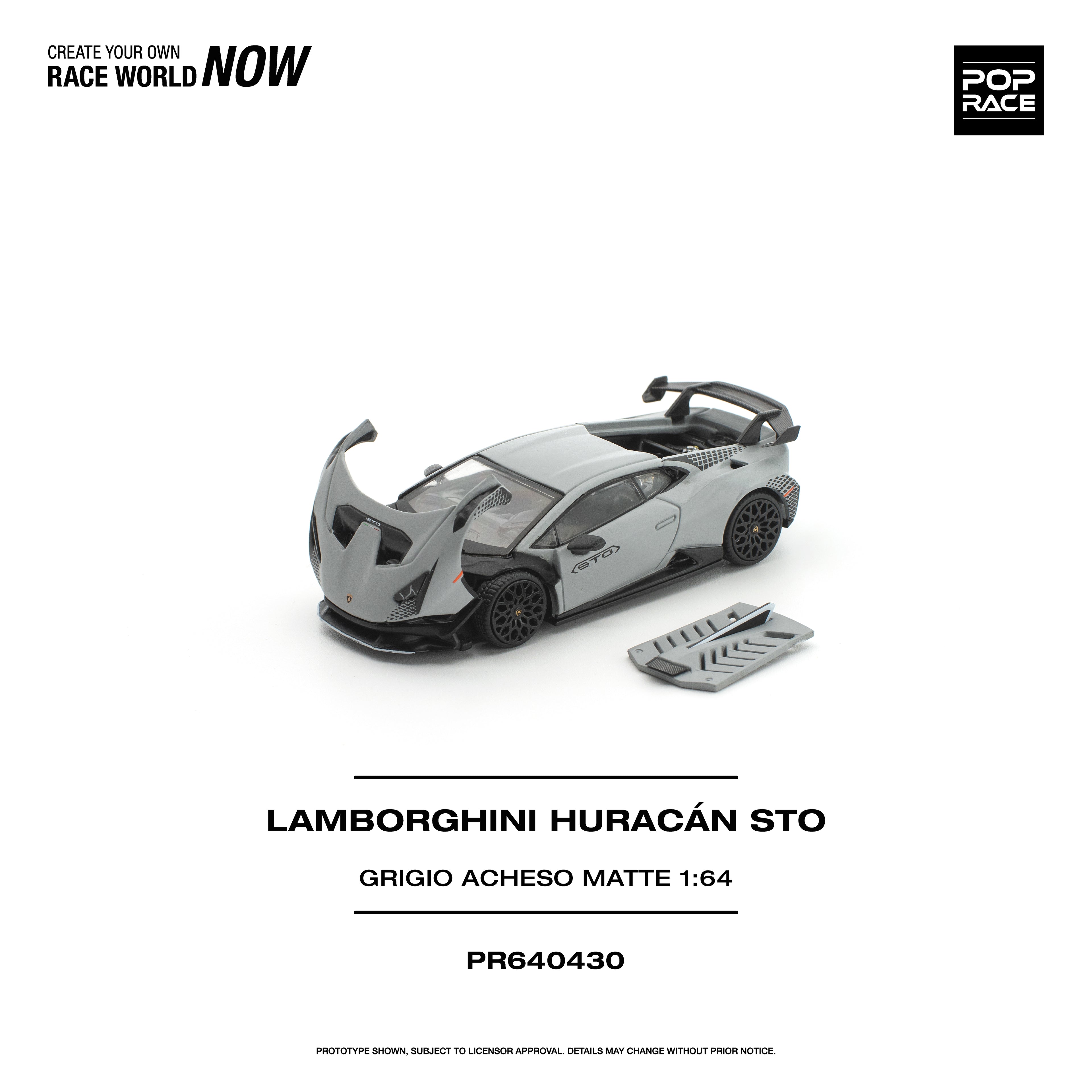 [PRE ORDER] Pop Race 1/64 Lamborghini Huracan STO Grigorio Acheso Matte PR640430 Diecast Scale Model