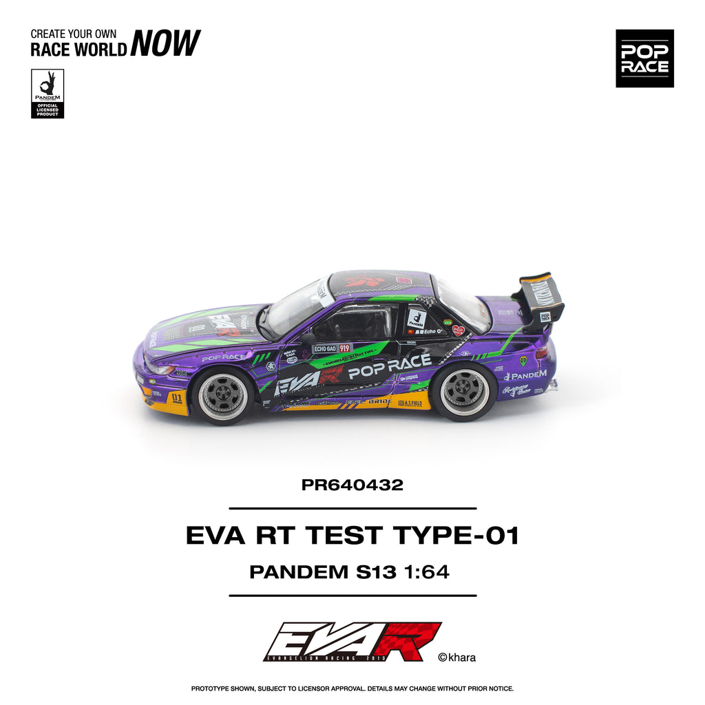 Pop Race 1/64 EVA RT TEST TYPE-01 PANDEM S13 PR640432 Diecast Scale Model