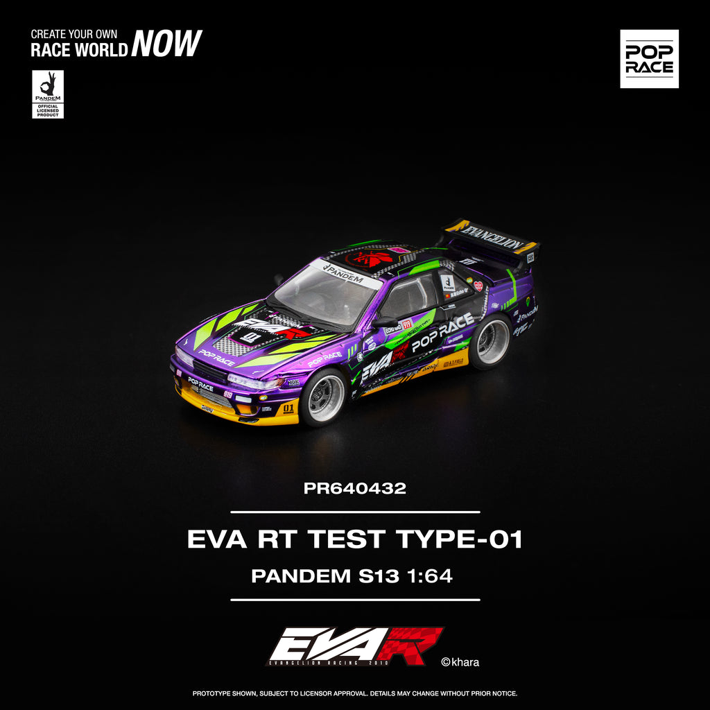 Pop Race 1/64 EVA RT TEST TYPE-01 PANDEM S13 PR640432 Diecast Scale Model