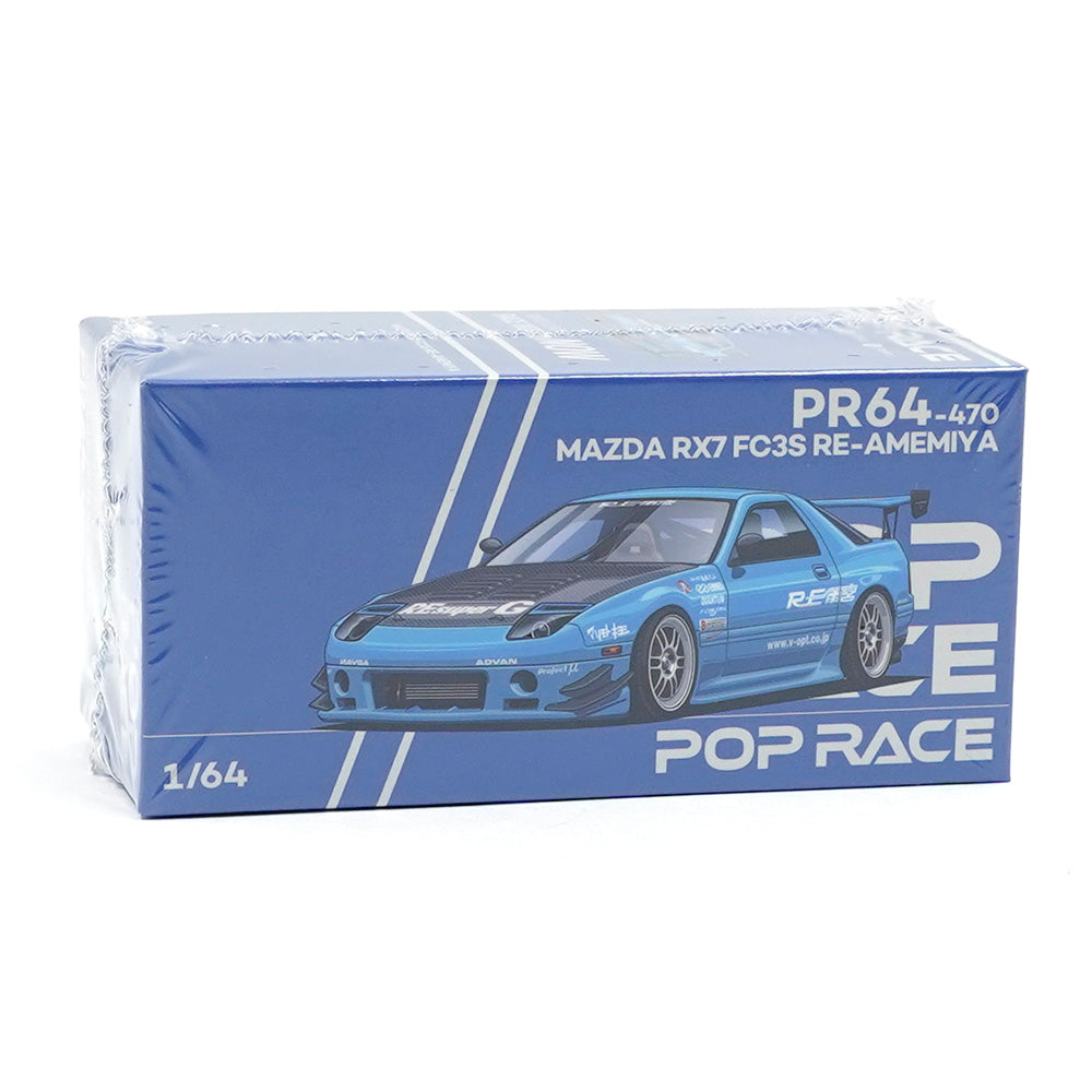 Pop Race 1/64 Mazda RX-7 FC3S Re-Amemiya Blue TAS Japan Exclusive PR640470 Diecast Scale Model