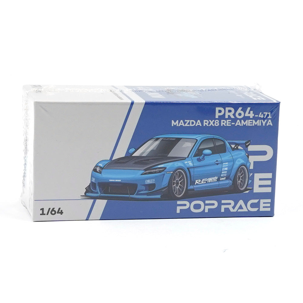 Pop Race 1/64 Mazda RX-8 Re-Amemiya Blue TAS Japan Exclusive PR640471 Diecast Scale Model